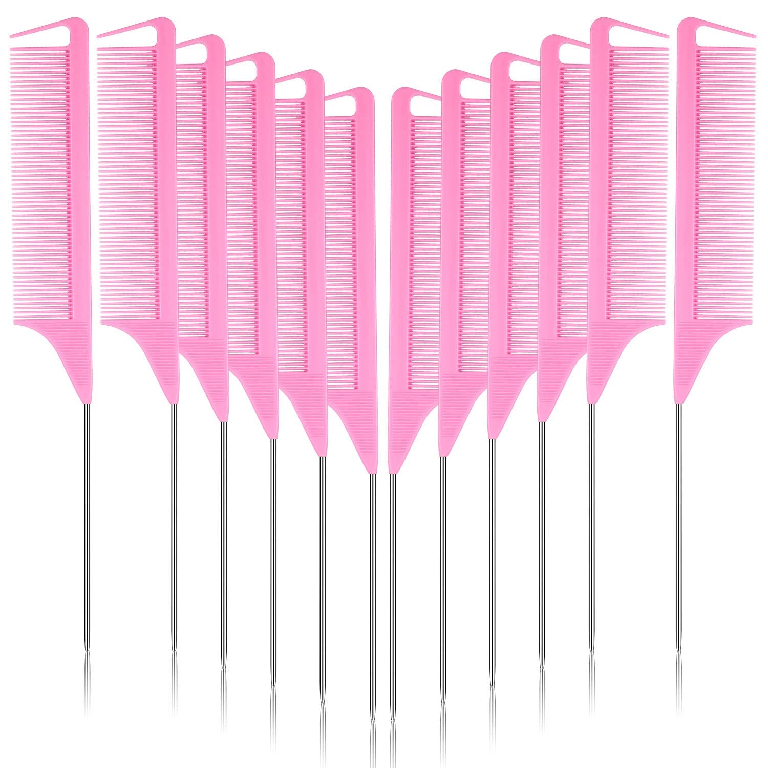Patelai 12 Pcs Parting Comb for Braids, Hair Styling Hairdressing Hair Salon Home (Pink, Plastic, HAIR COMB, General Public)