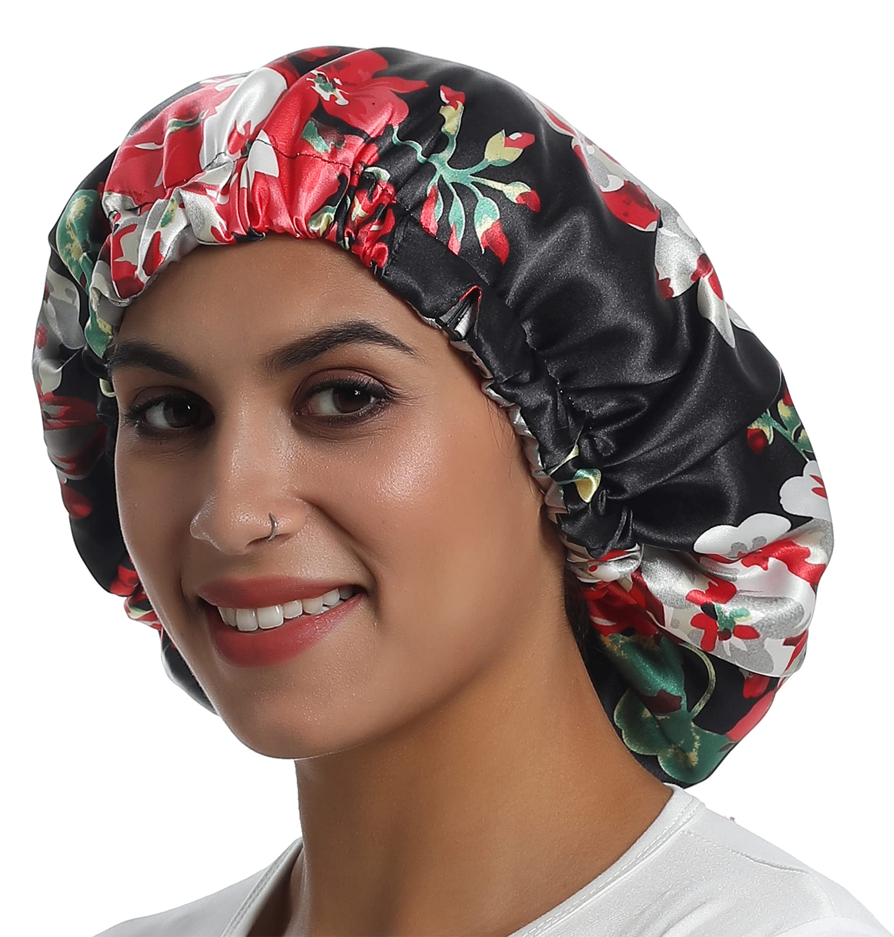 SAYMRE Satin Bonnet Silky Sleep Cap,Adjustable Hair Bonnet for Braids Curly Hair