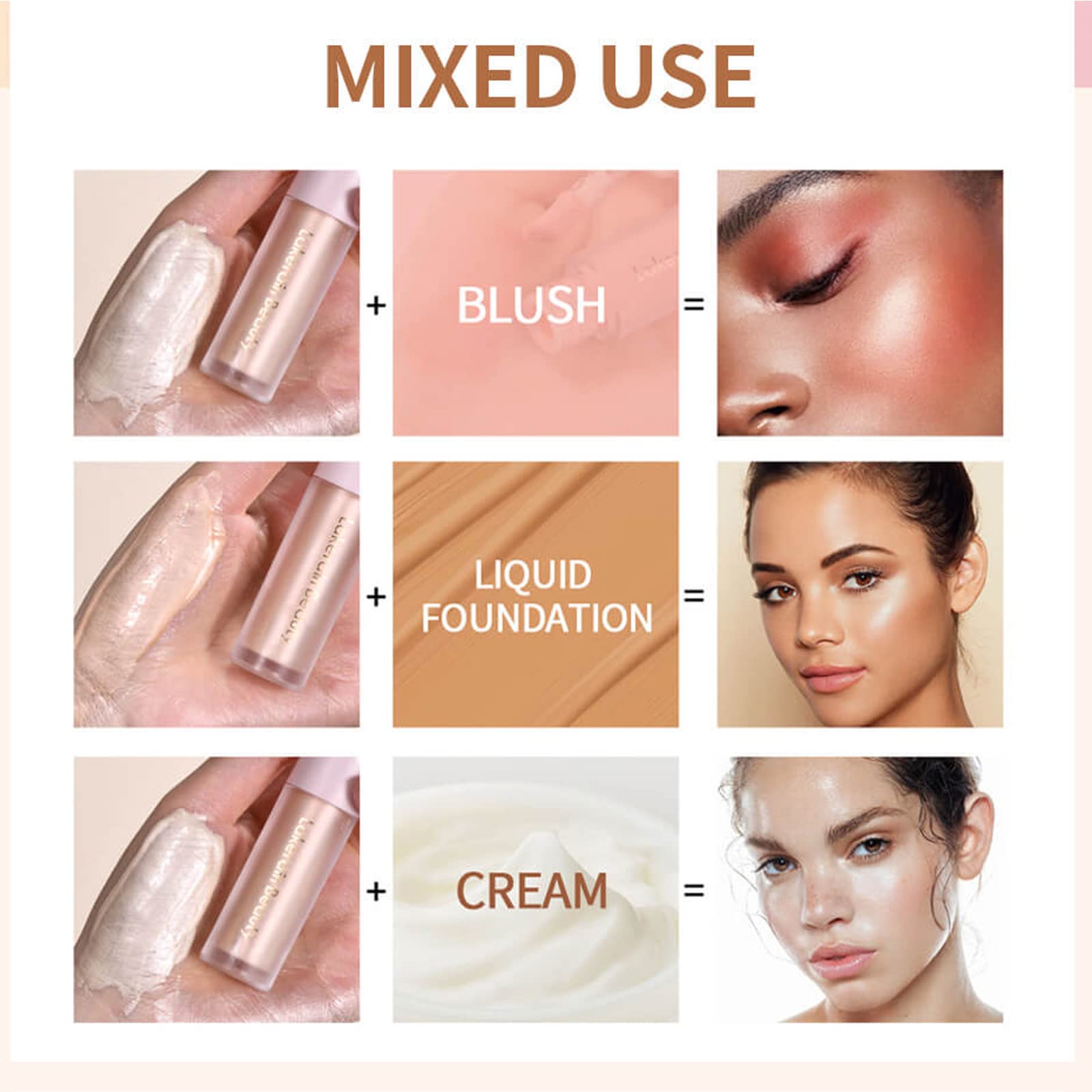 Meicoly Liquid Blush And Highlighter,Natural Sparkly Liquid Illuminator For Face,Long Lasting Light Liquid Luminizer Highlighter