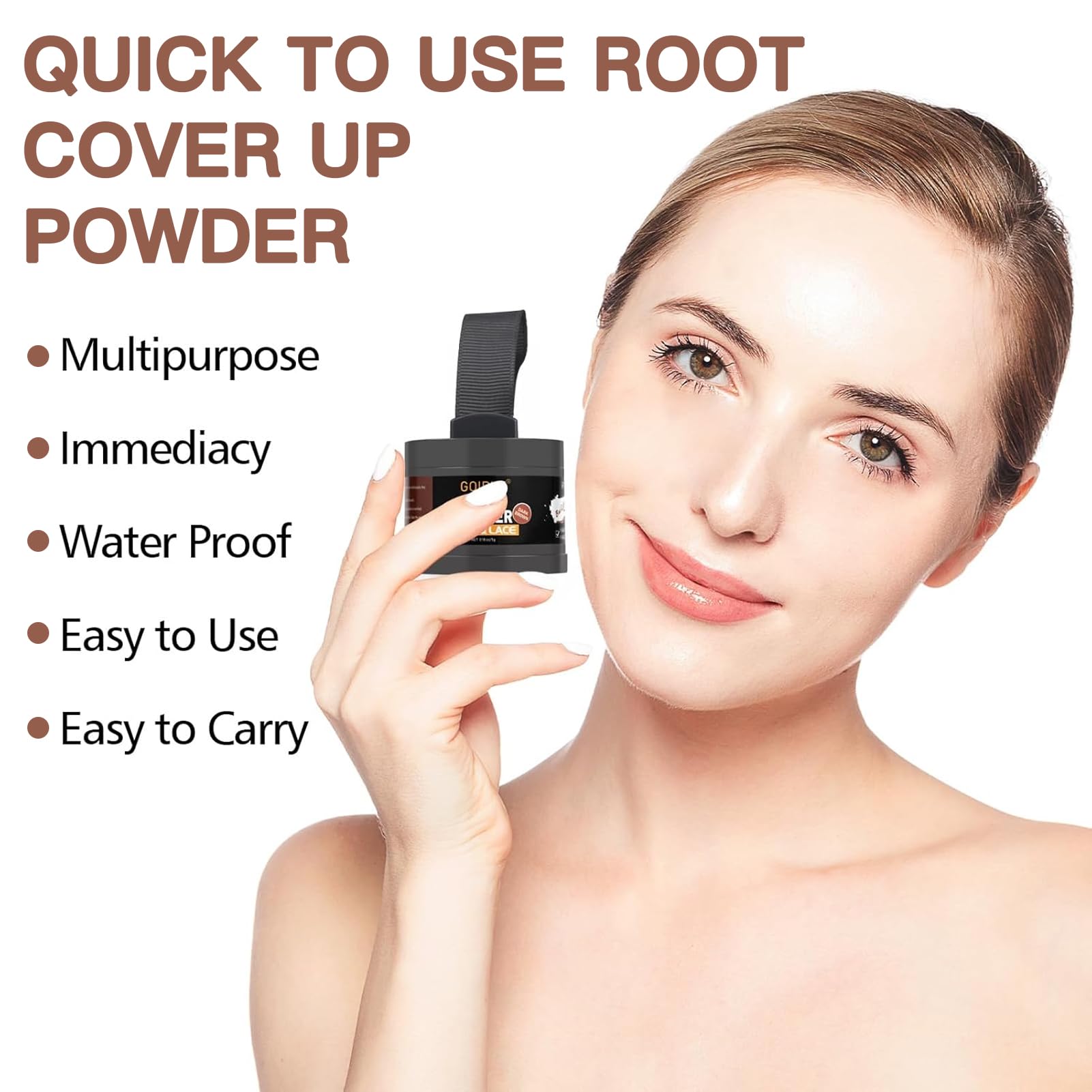 Lockmio Root Cover Up Powder For Women - 3Pcs Dark Brown Hairline Powder For Bald Spots, Eyebrows, Beard Line, Light-Blonde Hair
