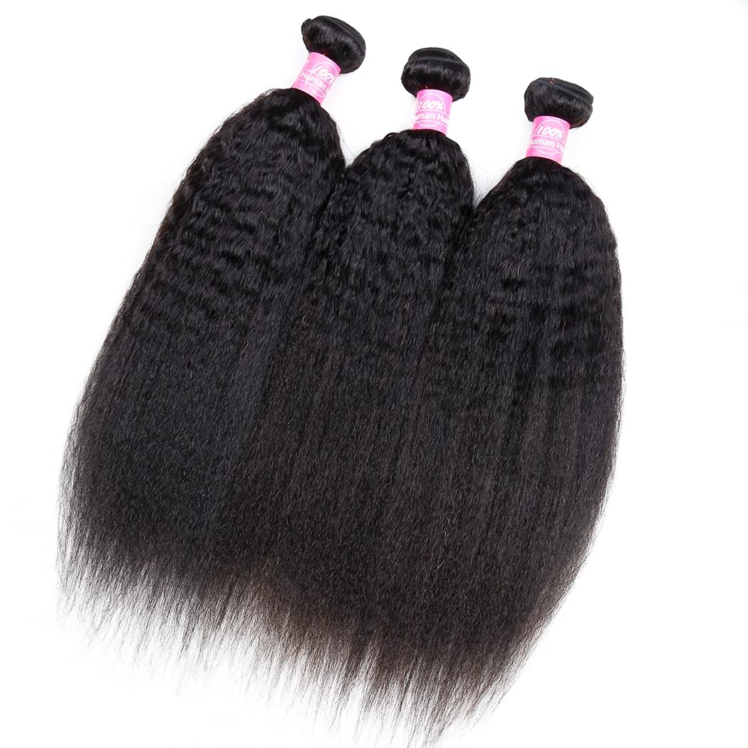 Odir Kinky Straight Human Hair Bundles 20 Inch Unprocessed 9A Brazilian Yaki Straight Virgin Hair 1 Bundle Kinky Straight Hair E