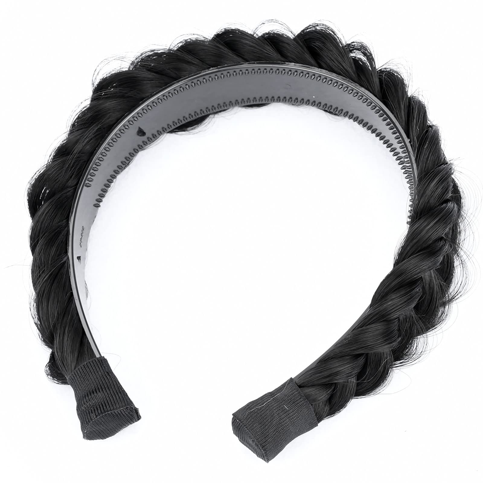 Gledola Wide Braided Headband With Teeth Braids Hairband With Tooth Synthetic Hair Band Plaited Hairband For Women (W-Natural Bl