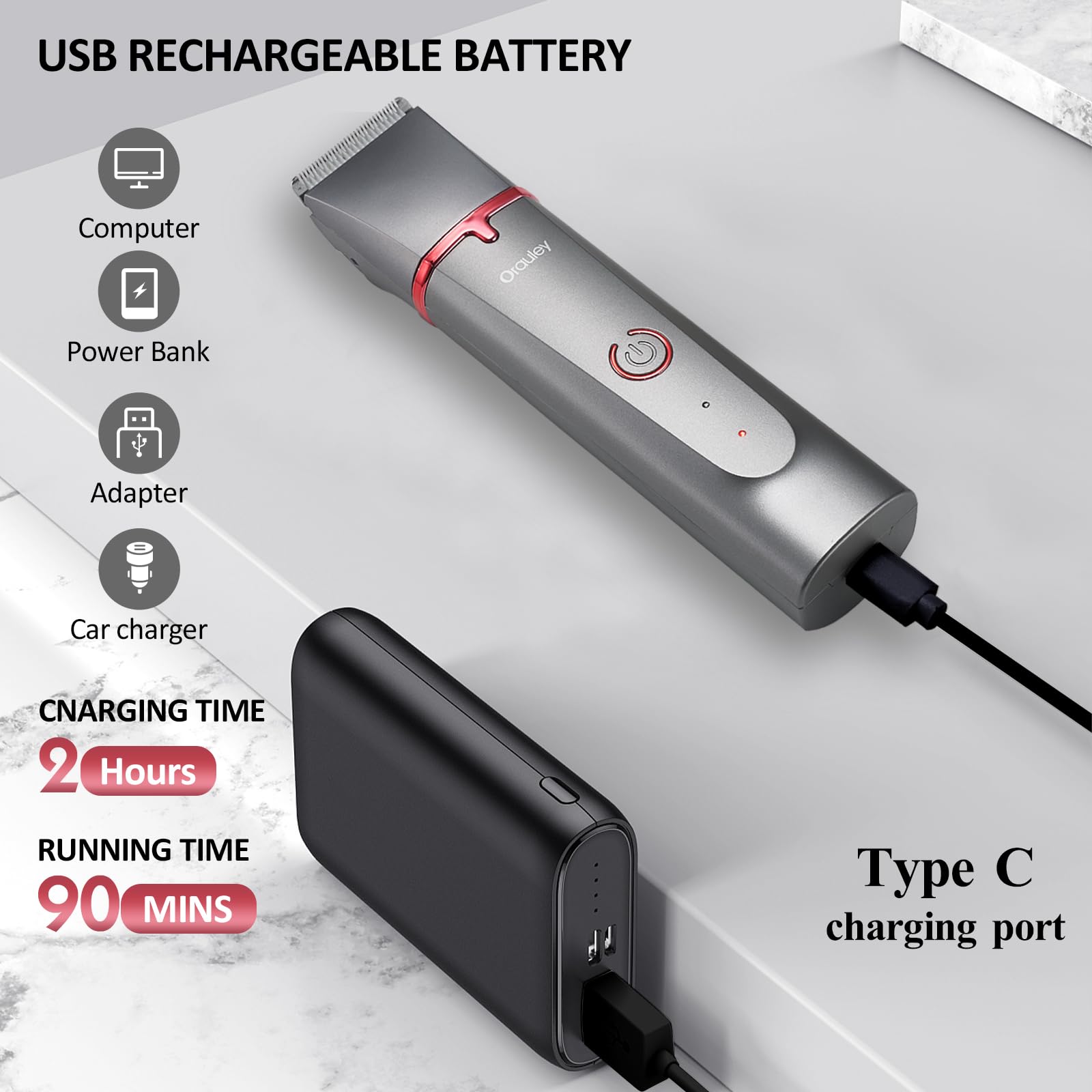Orauley Electric Razors For Women, 3-In-1 Electric Lady Clipper Pubic Hair Trimmer-Painless Hair Removal Groomer Kit Rechargable