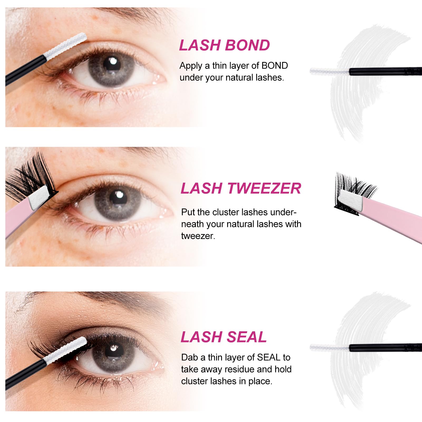 Fadlash Eyelash Extension Kit Lash Clusters Mix Tray Thin Band Diy Lash Extension Kit With Lash Bond And Seal Lash Tweezers Eyel