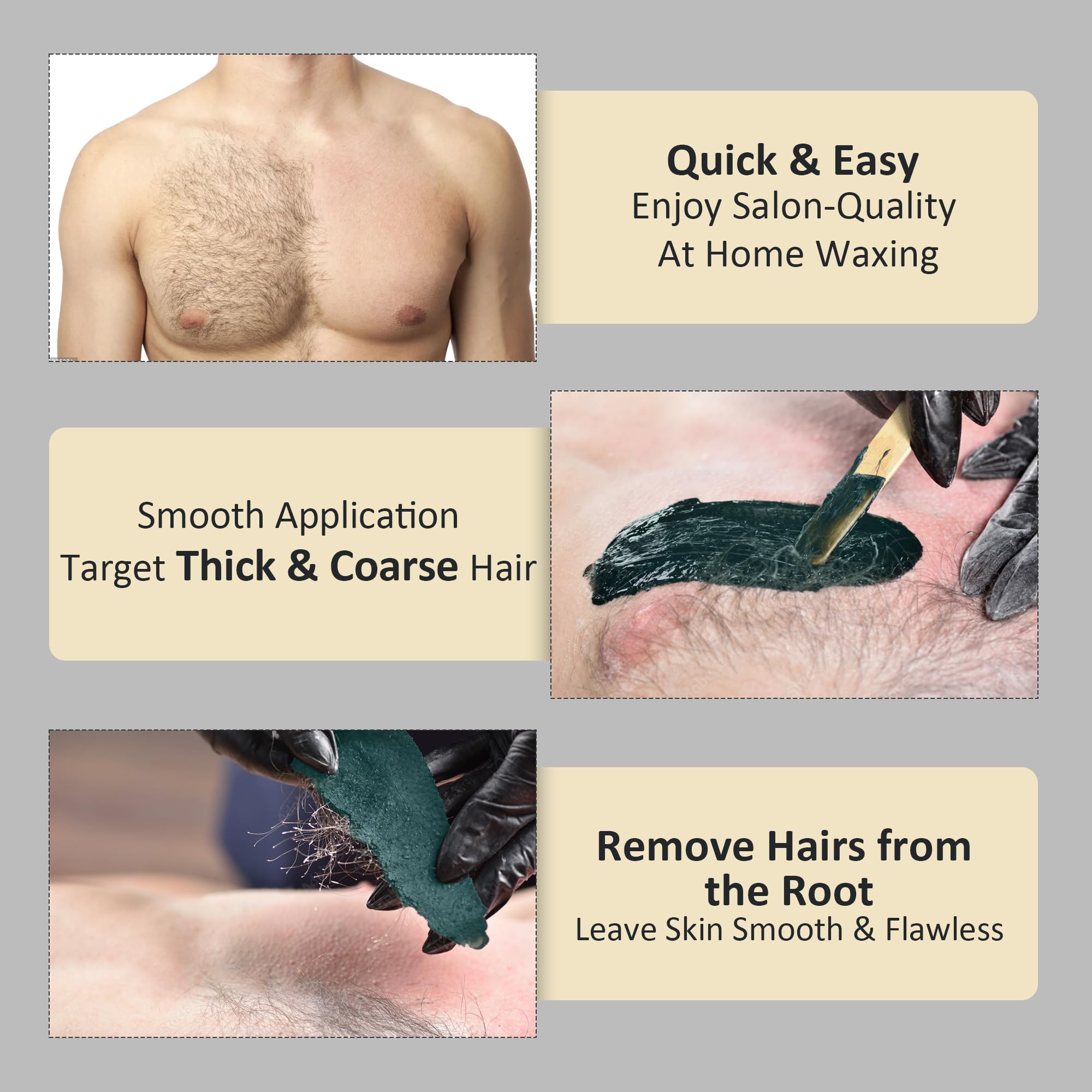 Maxpearl Hair Removal Waxing Kit For Men, Nose & Ear Wax Kit With Silicone Pot - Hair Removal For Unwanted Coarse Male Body Hair