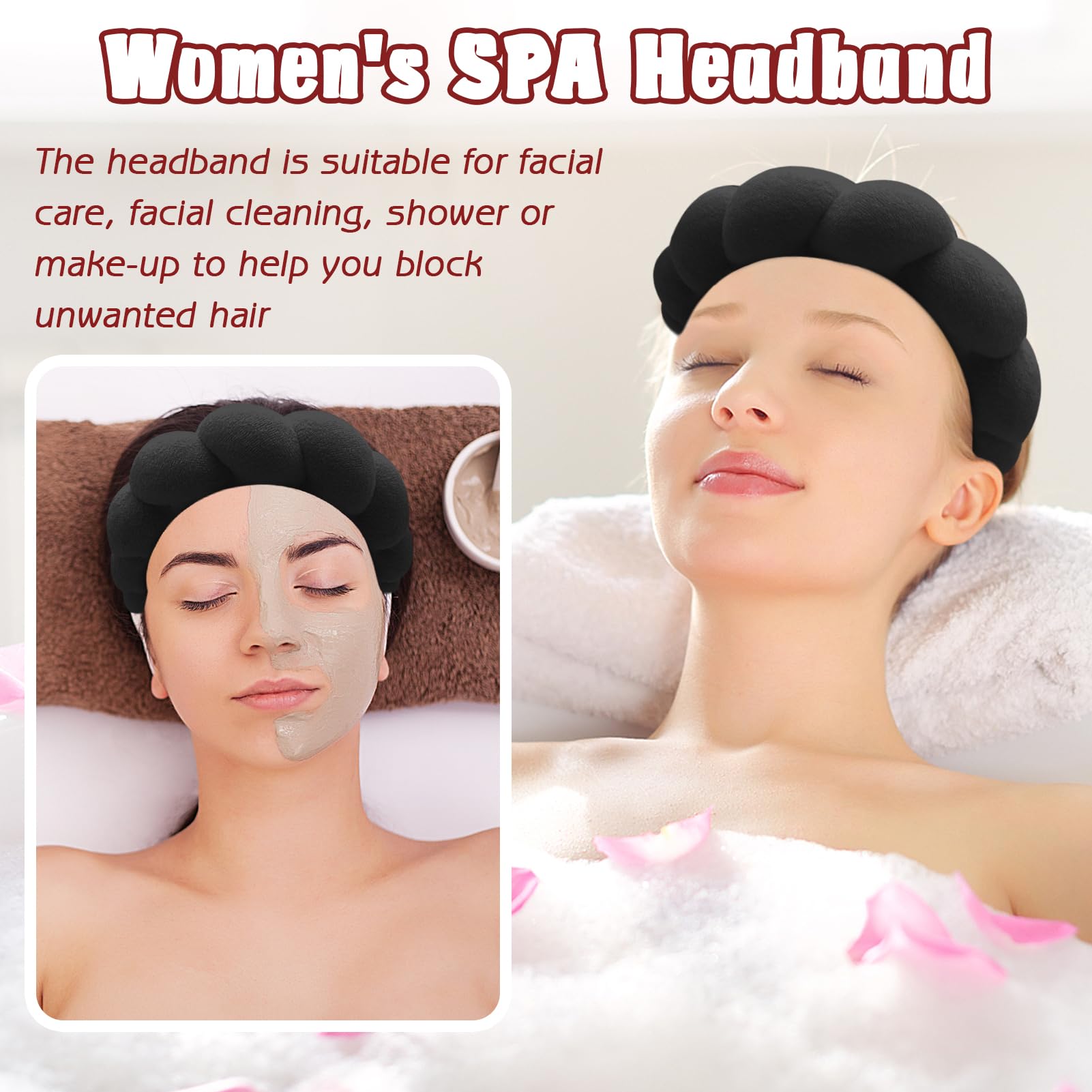 Zkptops Spa Headband for Washing Face Wristband Sponge Makeup Skincare Headband Terry Cloth Bubble Soft Get Ready Hairband for W