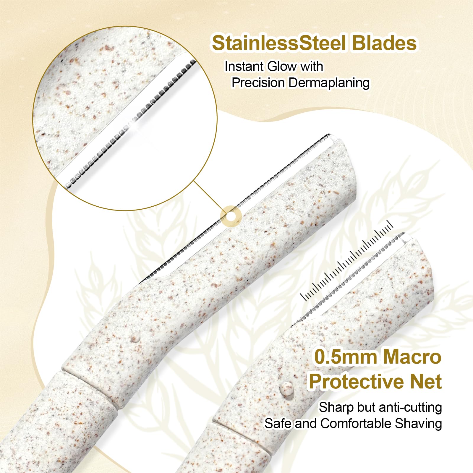 Eco-Friendly Women'S Dermaplaning Razor - Multipurpose Exfoliating Tool With Anti-Cut Blades & Biodegradable Handle For Silky Sk