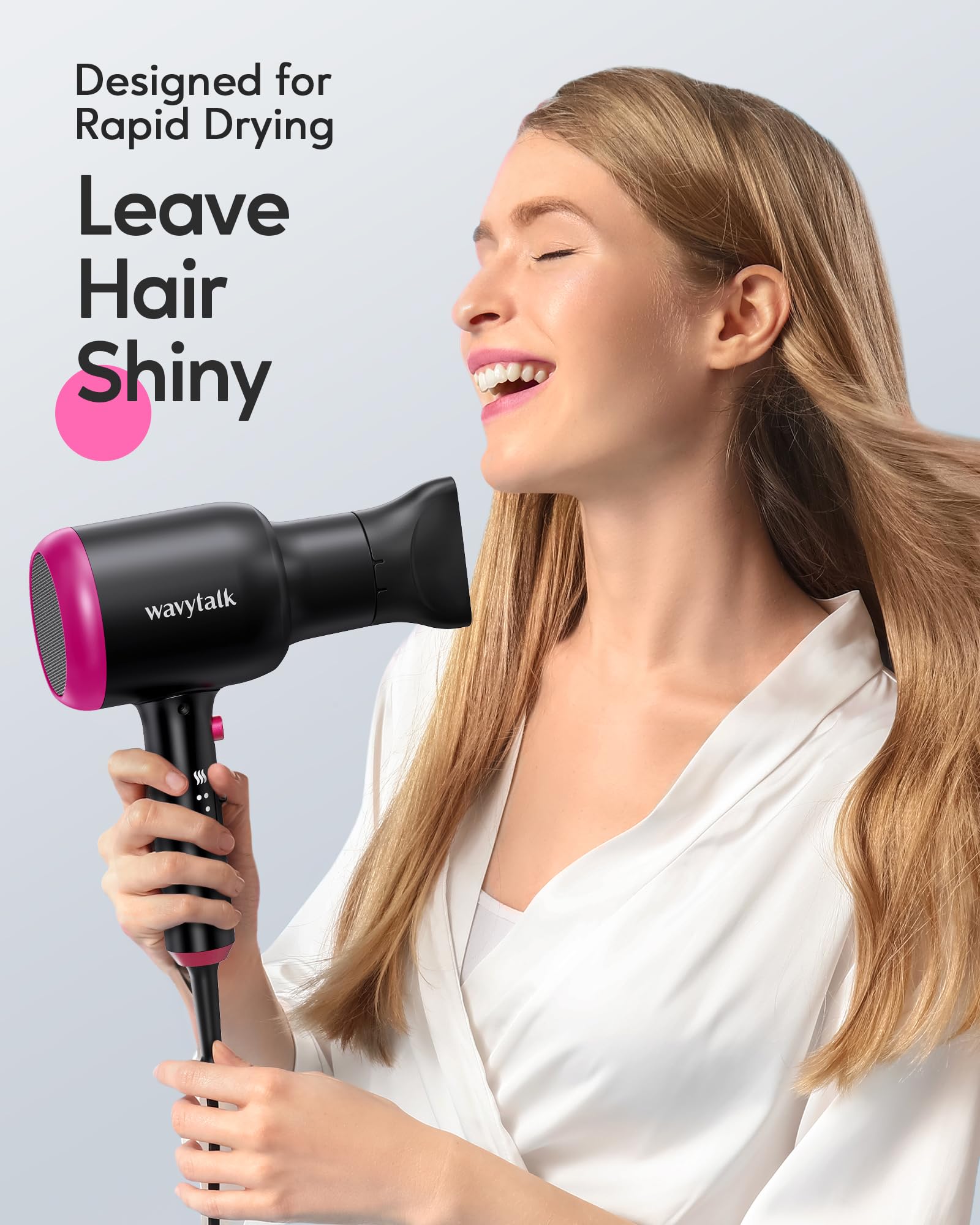 Wavytalk Professional Hair Dryer With Diffuser, 1875W Blow Dryer Ionic Hair Dryer For Women With Constant Temperature, Hair Drye