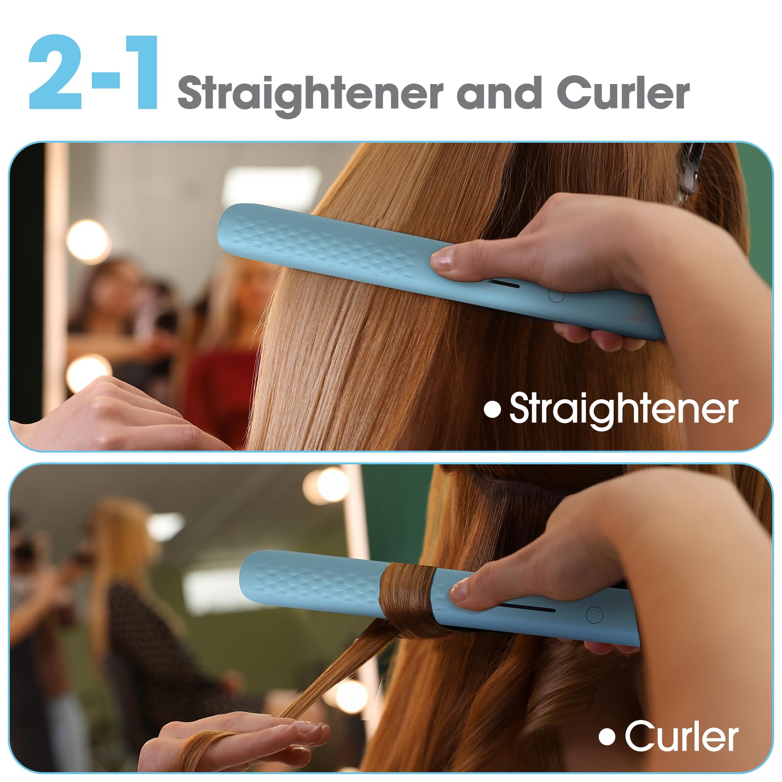 Quico Hair Straightener, Negative Ion Flat Iron Hair Straightener Anti-Frizz, 15S Fast Heating, Temperature Memory, Adjustable 4