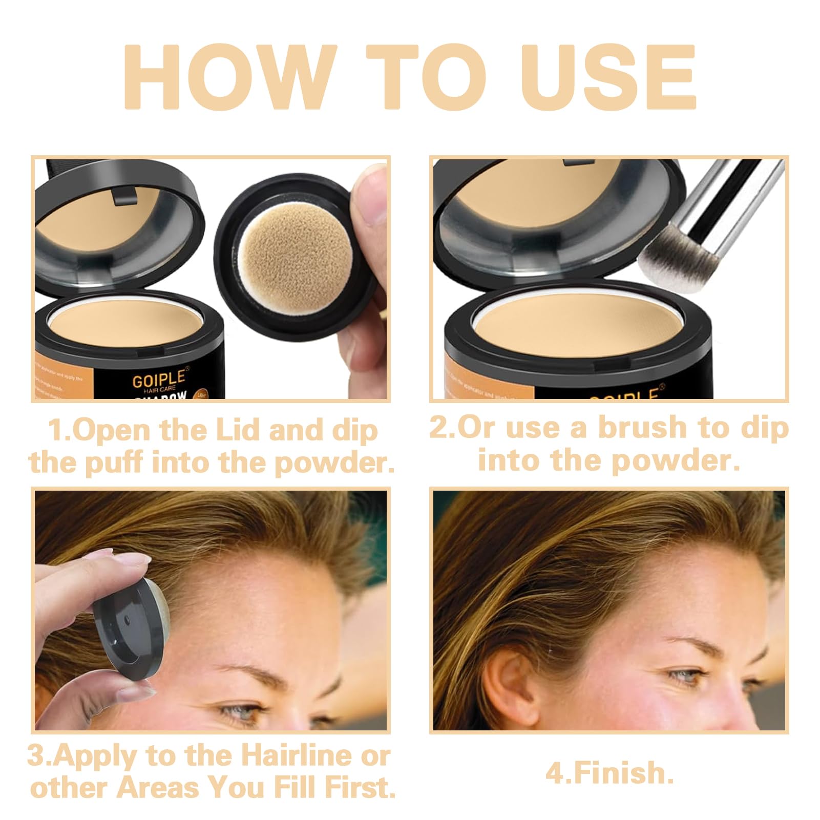 Lockmio Root Cover Up Powder For Women - 3Pcs Light Warm Brown Hair Fibers For Thinning Hair Shadow Powder, Hairline Powder For