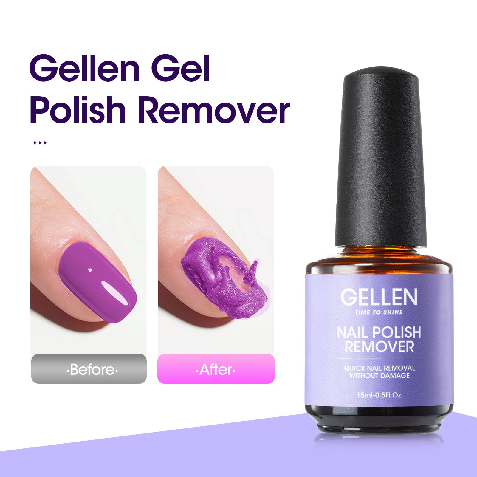 Gellen Gel Nail Polish Remover, 1Pc Gel Polish Remover For Nails, Quick & Easy Nail Gel Remover In 2-5 Minutes, No Need Soaking