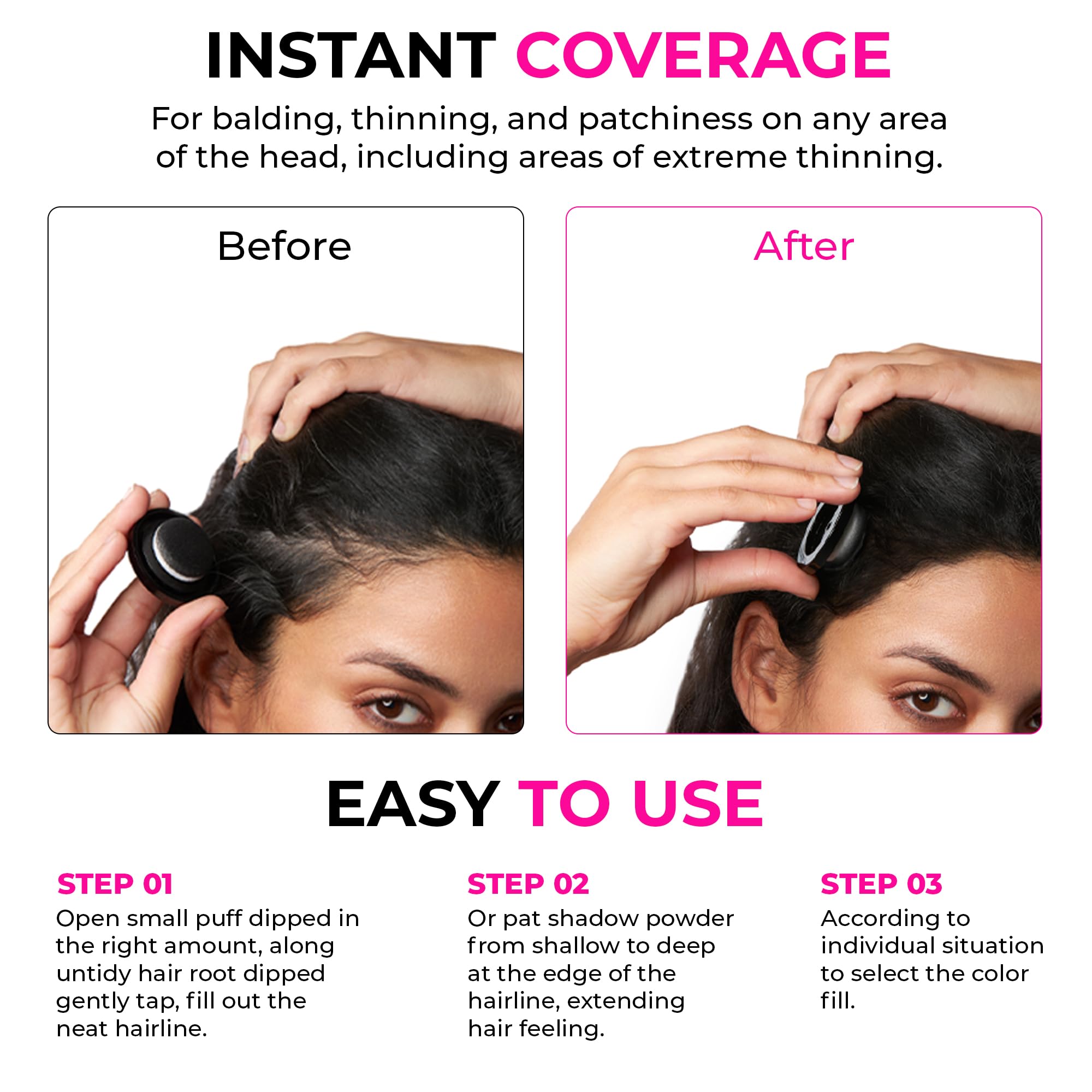 Velo Hairline Powder - Instantly Conceals Hair Loss And Gray Areas, Root Touch Up For Women & Men, Hair Fibers For Thinning Hair