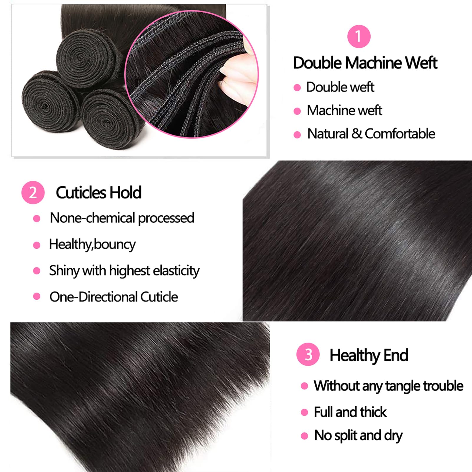 10A Straight Bundles With Closure 14 16 18 With 12 Inch Human Hair Bundles With Closure 100% Unprocessed Brazilian Virgin Human