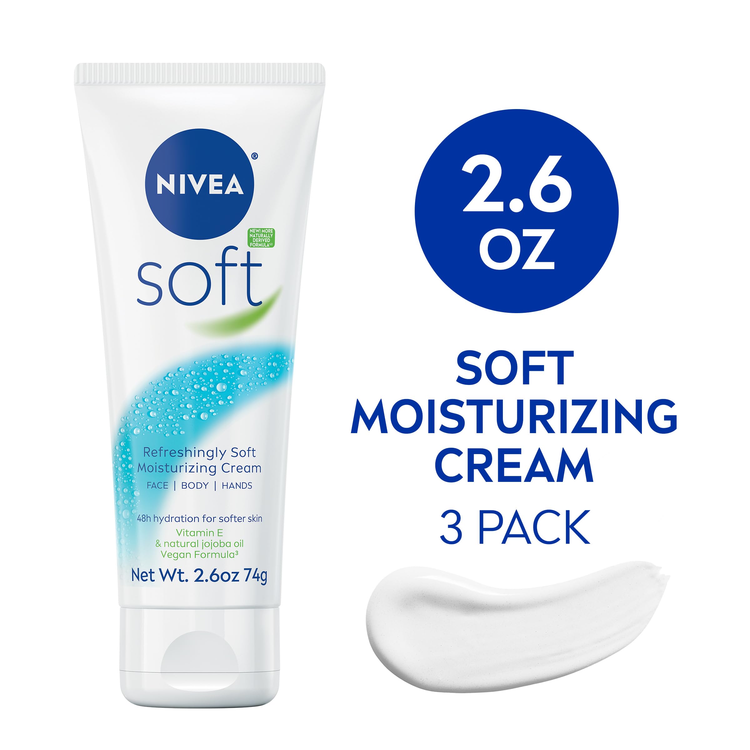 Nivea Soft Refreshingly Soft Moisturizing Cream, Lightweight Moisturizer For Face, Body And Hands, Body Cream Enriched With Jojo
