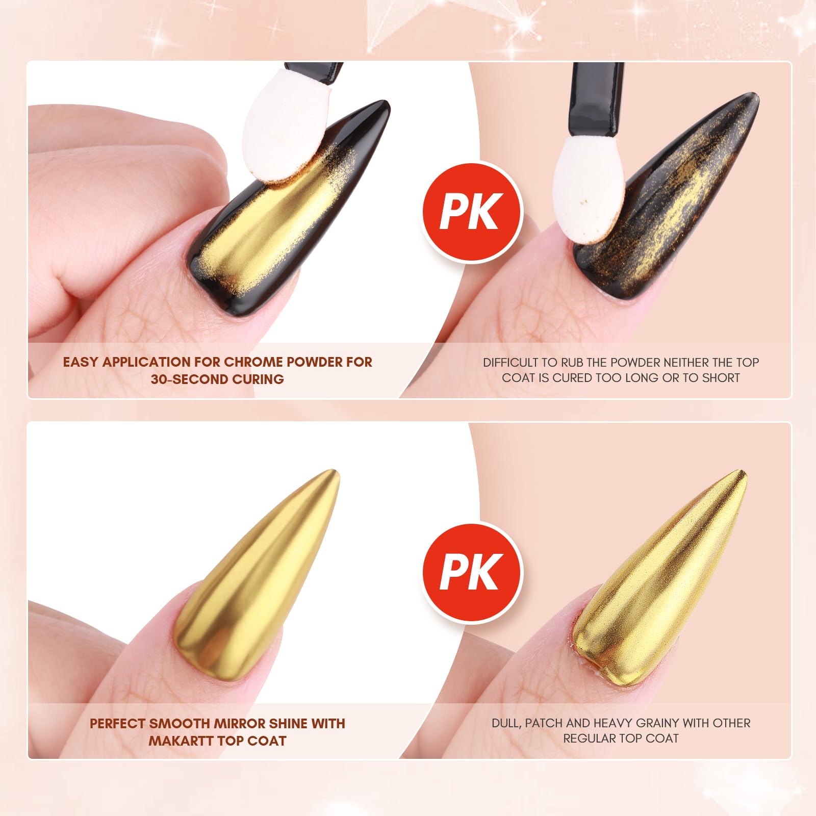 Makartt Gel Top Coat For Chrome Nail Powder - 15Ml No Wipe High Gloss Top Coat Gel Nail Polish Mirror Shine Nail Gel Long Lastin