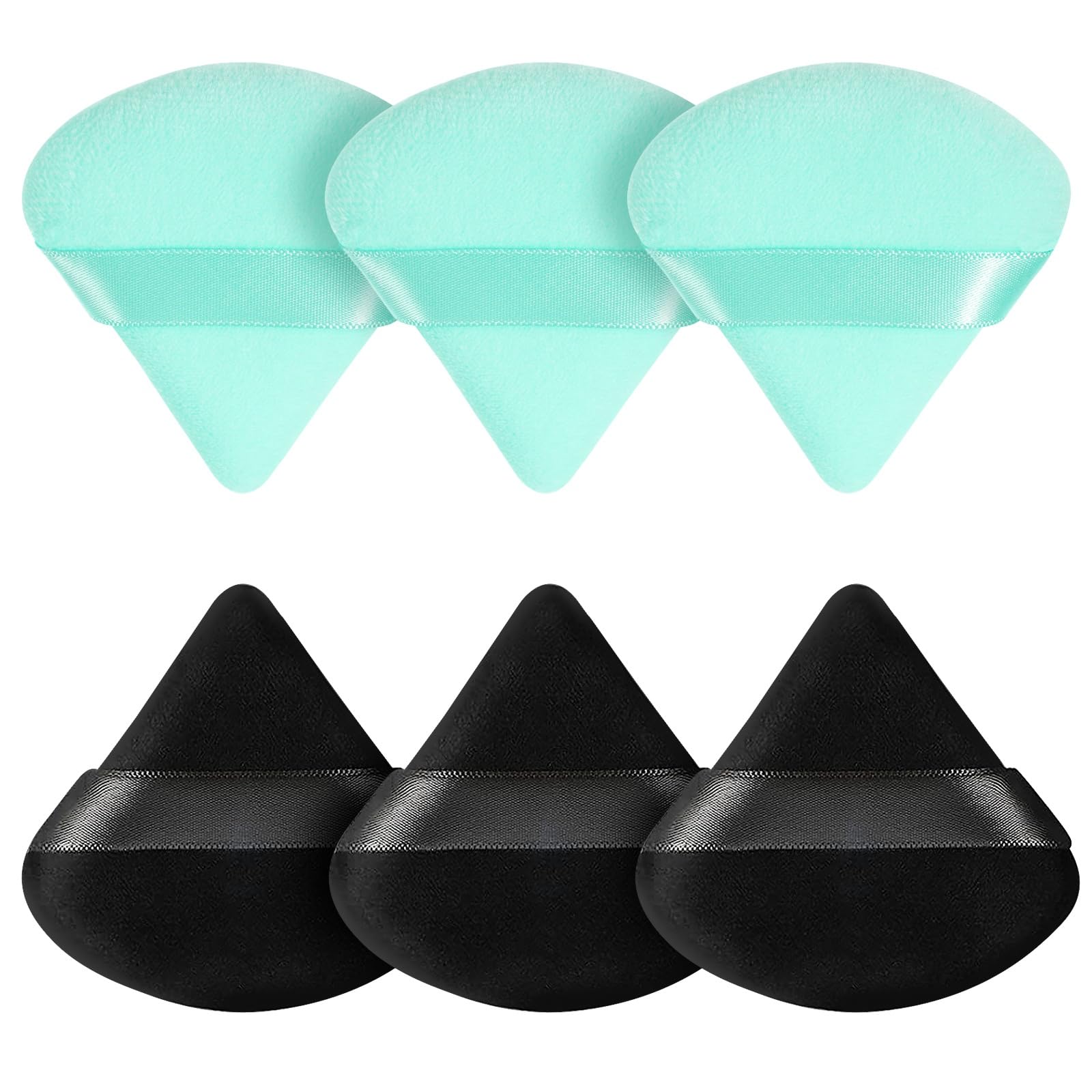 Pimoys 6 Pieces Powder Puff Face Soft Triangle for Loose Powder, Velour Makeup Blender Sponge Set Setting Powder Puff Beauty Mak
