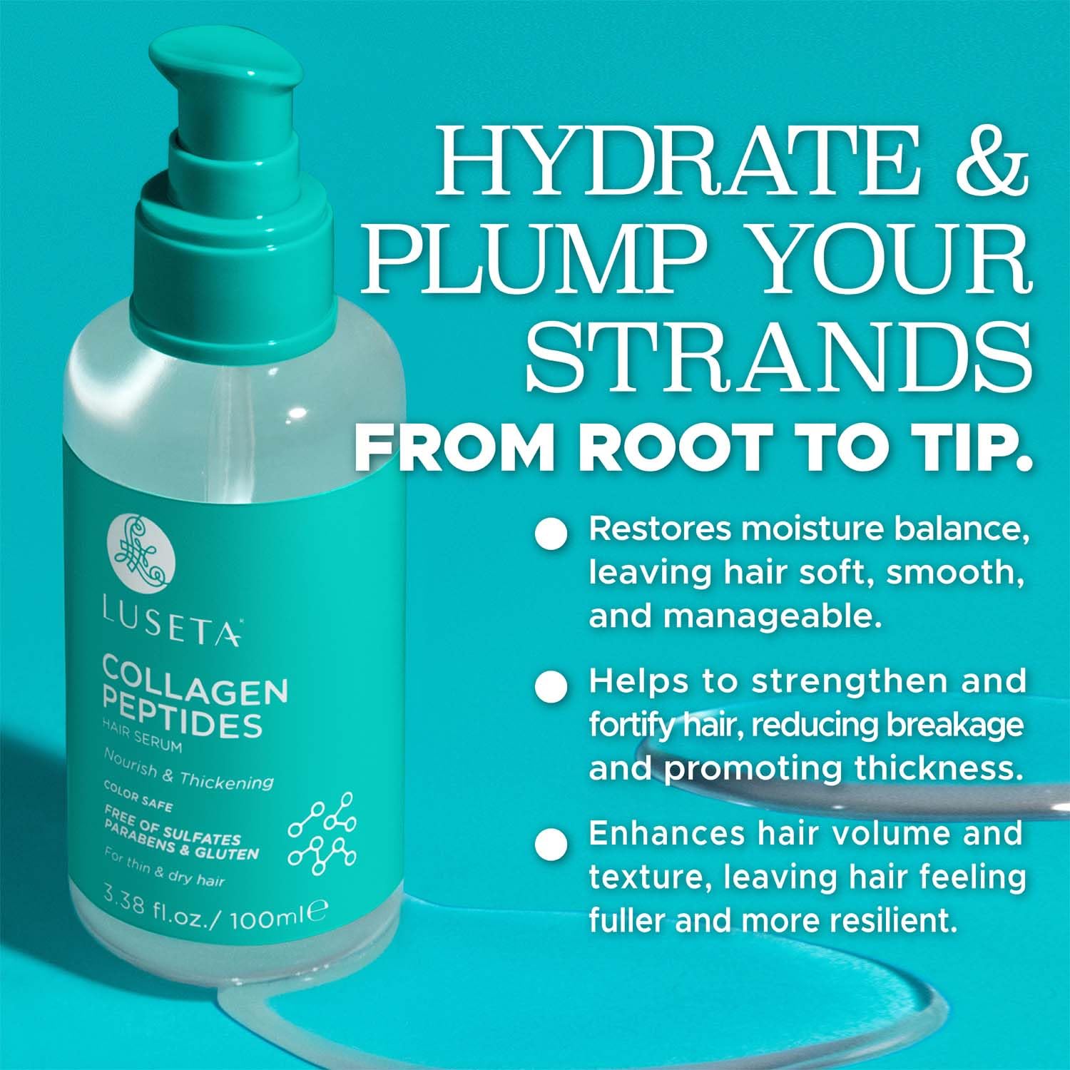 Luseta Collagen Peptides Hair Oil Strenghten And Moisturize For Thin & Dry Hair, Promote Thickness,Reduce Breakage And Restore D