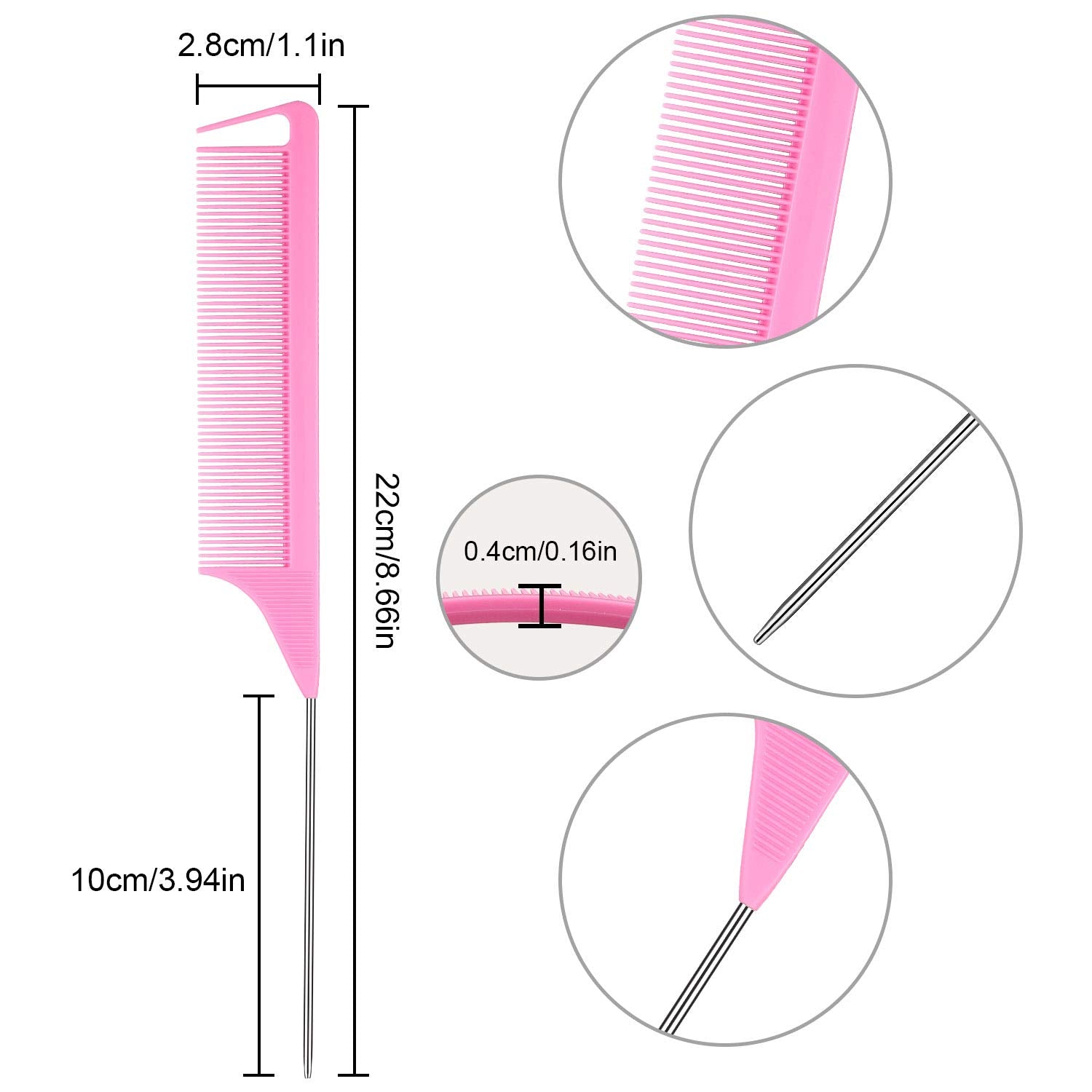 Patelai 12 Pcs Parting Comb For Braids, Hair Styling Hairdressing Hair Salon Home (Pink, Plastic, Hair Comb, General Public)
