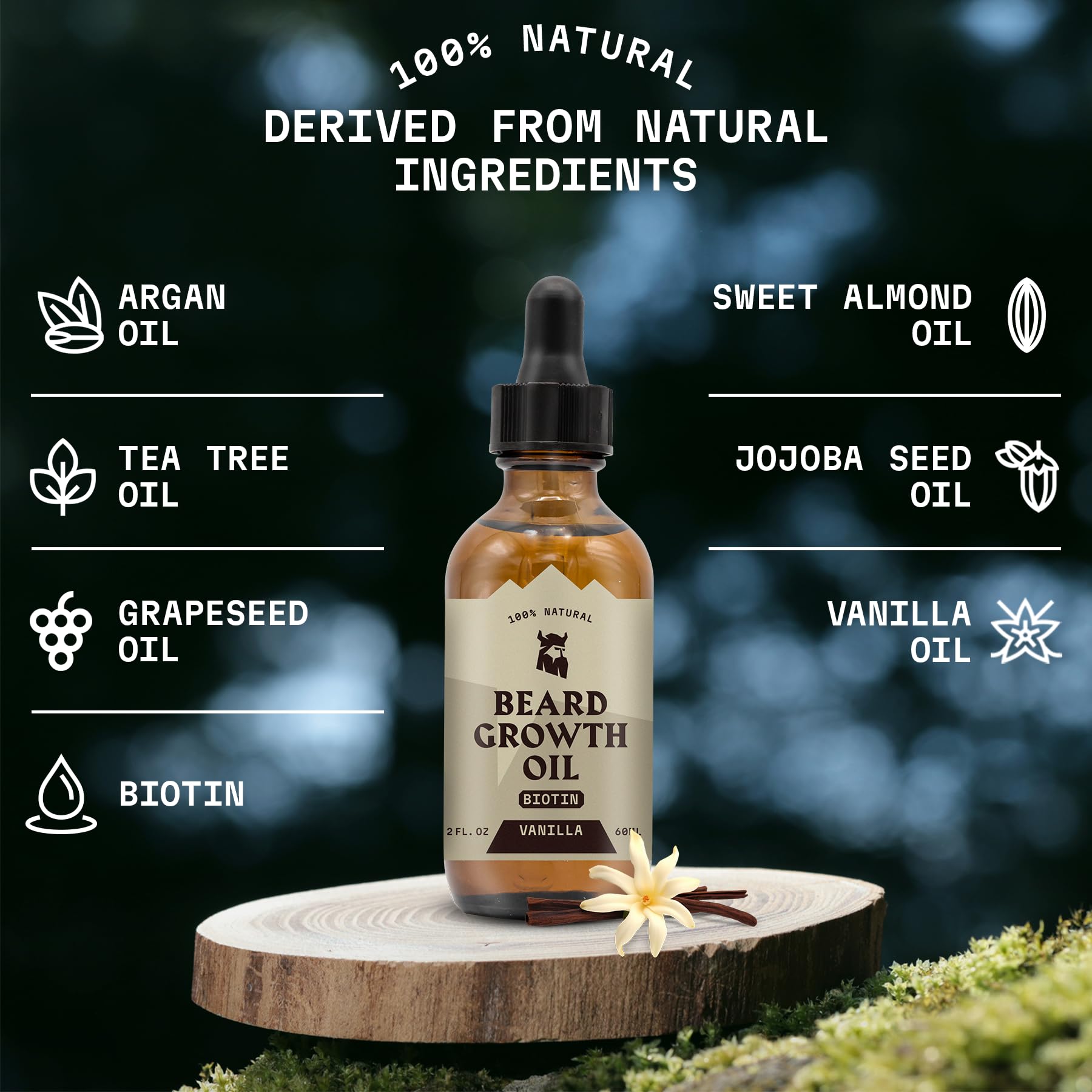 Striking Viking Beard Growth Oil With Biotin - Thickening & Conditioning Beard Oil Growth - Naturally Derived Beard Oil For Faci
