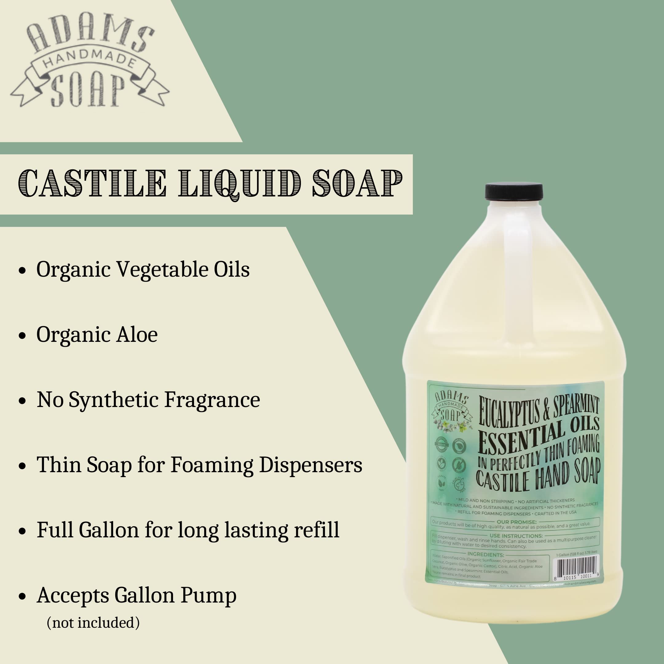 Adams Handmade Soap Liquid Foaming Soap 1 Gal (Euc Spearmint, 1 Pack)