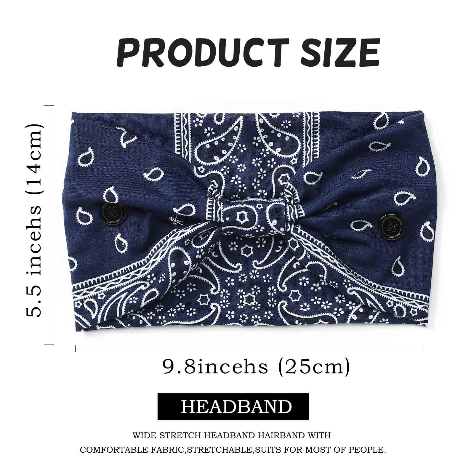 Olbye Leopard Button Headband Wide Elastic Nurse Head Bands Workout Yoga Sports Hair Band Non Slip Turban Headwrap Mask Ear Save