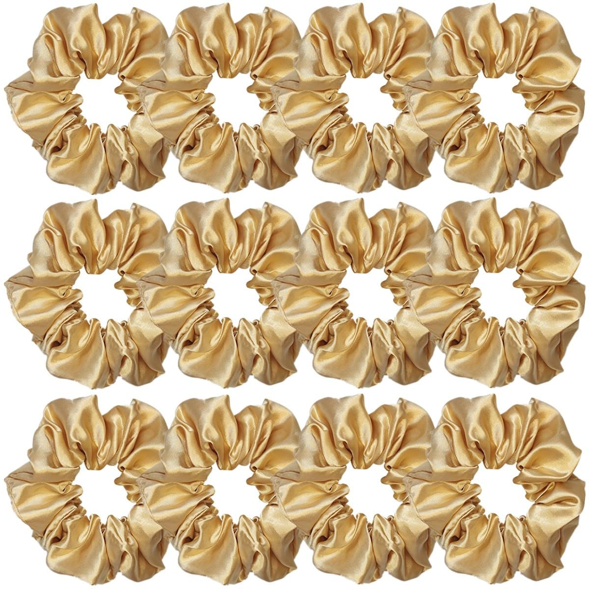 12 Pcs Satin Silk Scrunchies and Hair Accessories - Soft Ties, Fashion Bands, Bows, Ropes, Elastic Bracelets, Ponytail Holders f