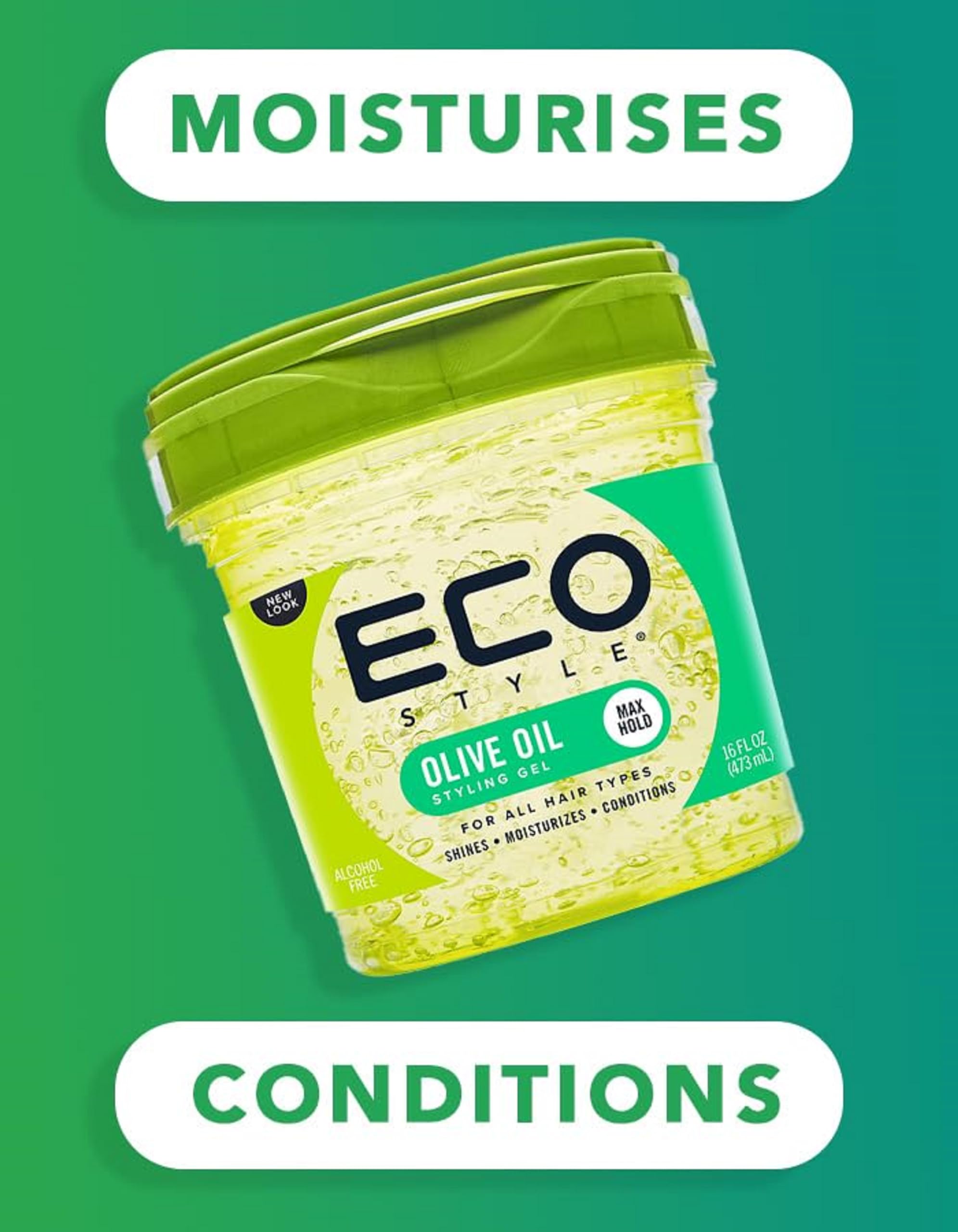 Eco Style Ecoco Style Gel Olive Oil-100% Pure Olive Oil-Adds Shine And Tames Split Ends-Weightless Style-Nourishes And Repairs-A
