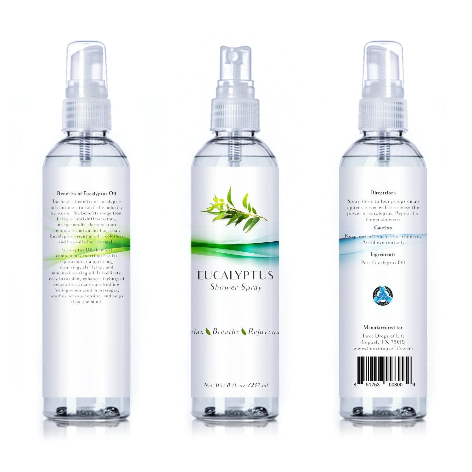 Luxury Eucalyptus Shower Spray, Best Eucalyptus Shower Mist For Spa Room, Showers And Baths (Eucalyptus, 8Oz)
