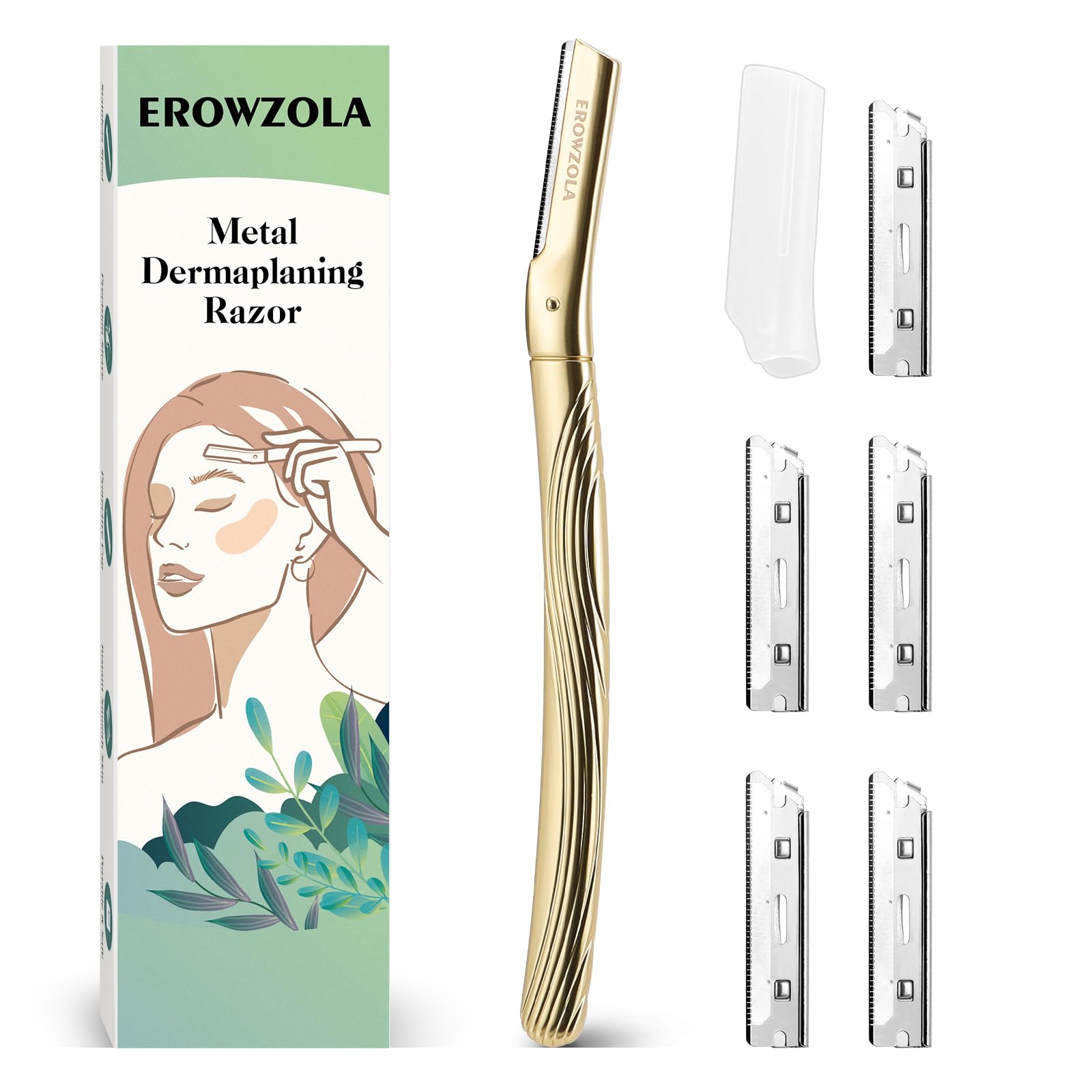 EROWZOLA Dermaplaning Tool for Face, Eyebrow Razor for Women and Men, Eyebrow Trimmer and Facial Shaver Dermaplane Razor for Pea