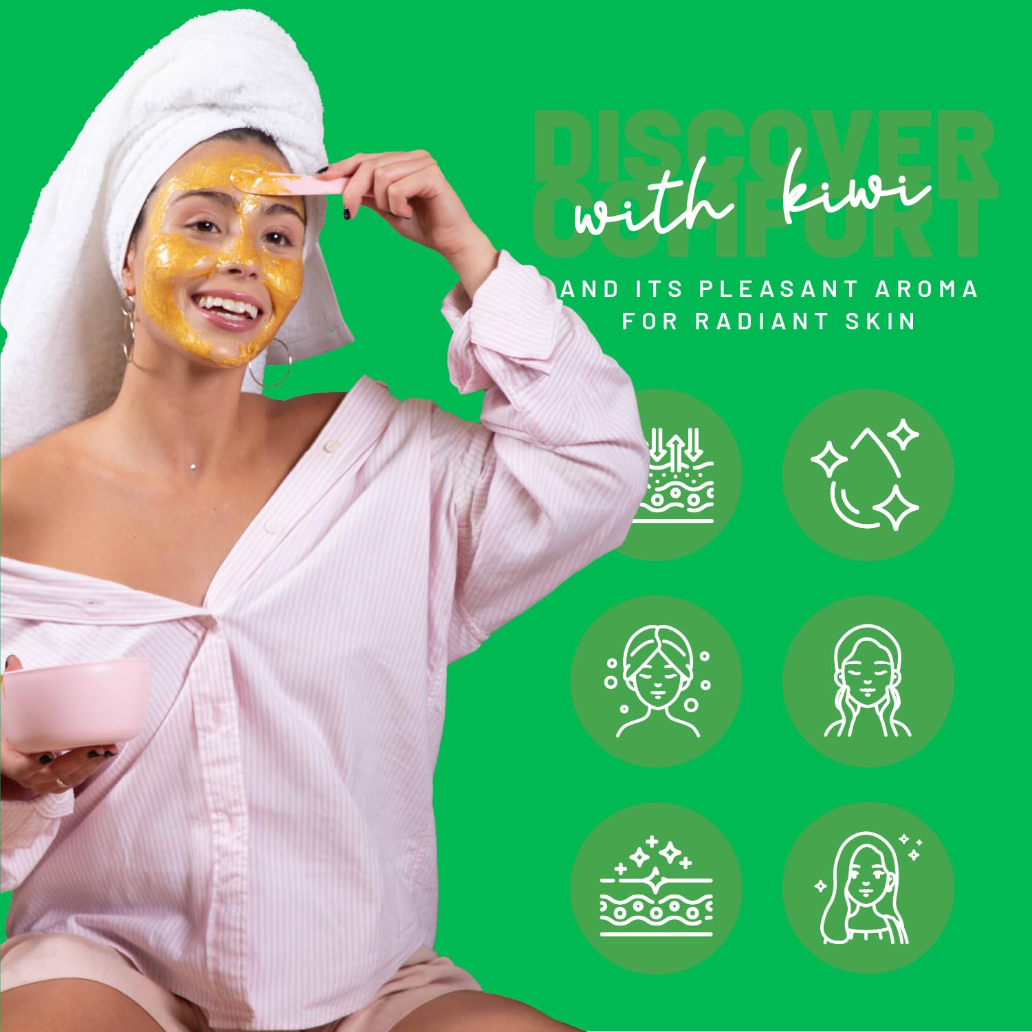 Brun Peel-Off Kiwi Jelly Mask For Face Care - A 23 Fl Oz Rubber Mask Jar For 30 To 35 Treatments - A Skin Care Moisturizing Gel