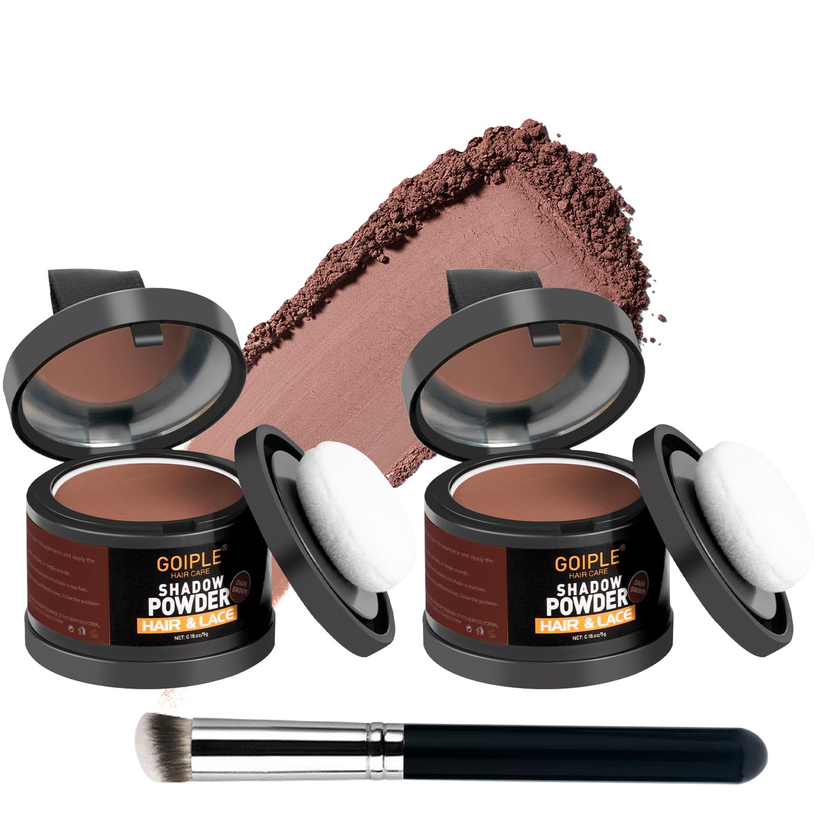 Lockmio Root Cover Up Powder for Women - 3Pcs Dark Brown Hairline Powder for Bald Spots, Eyebrows, Beard Line, Light-Blonde Hair
