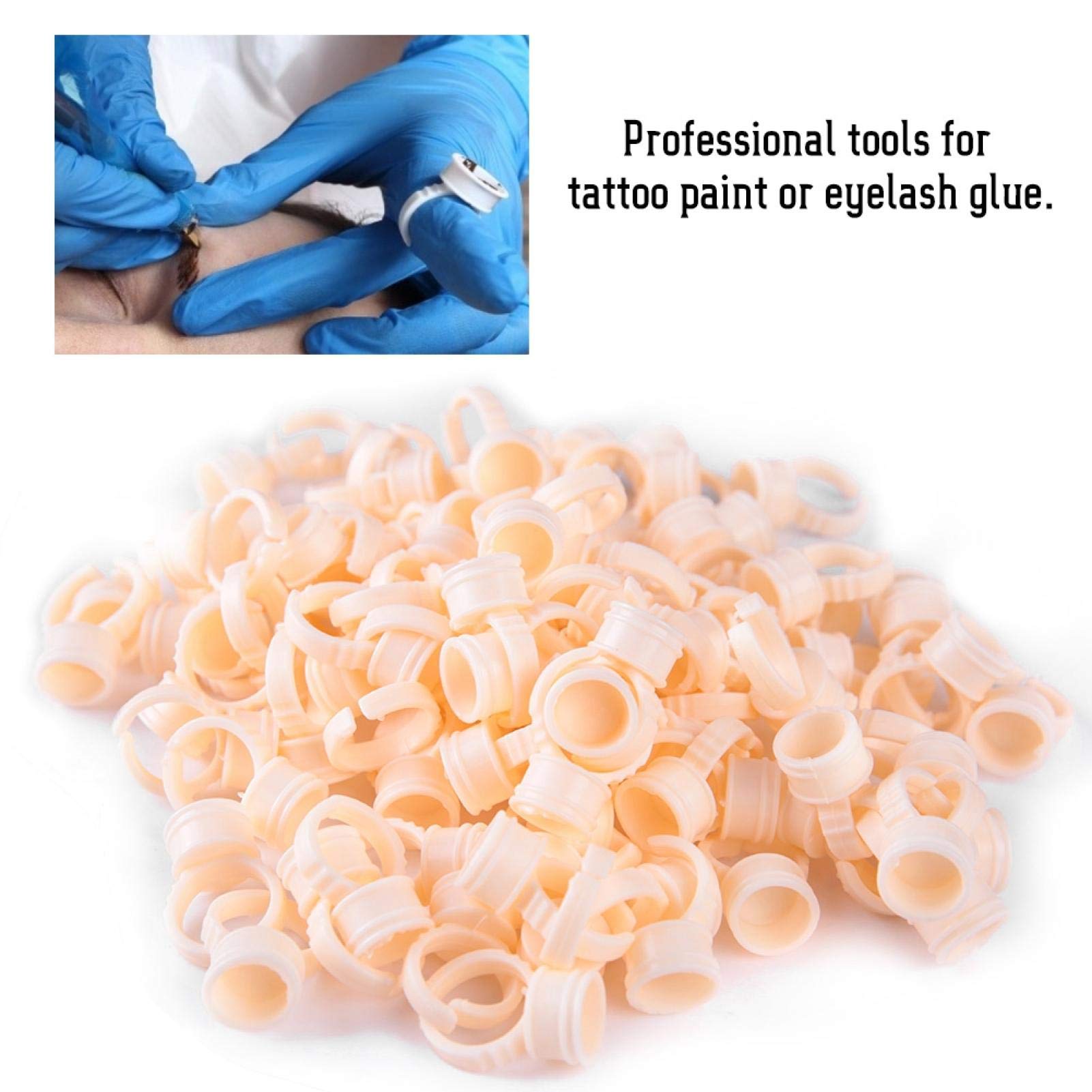 100 Pieces Cup Rings Glue Rings,Silicone Semi-Permanent Rings Nail Art Adhesive Glue Holders Palette Silicone Pigment Cups For F