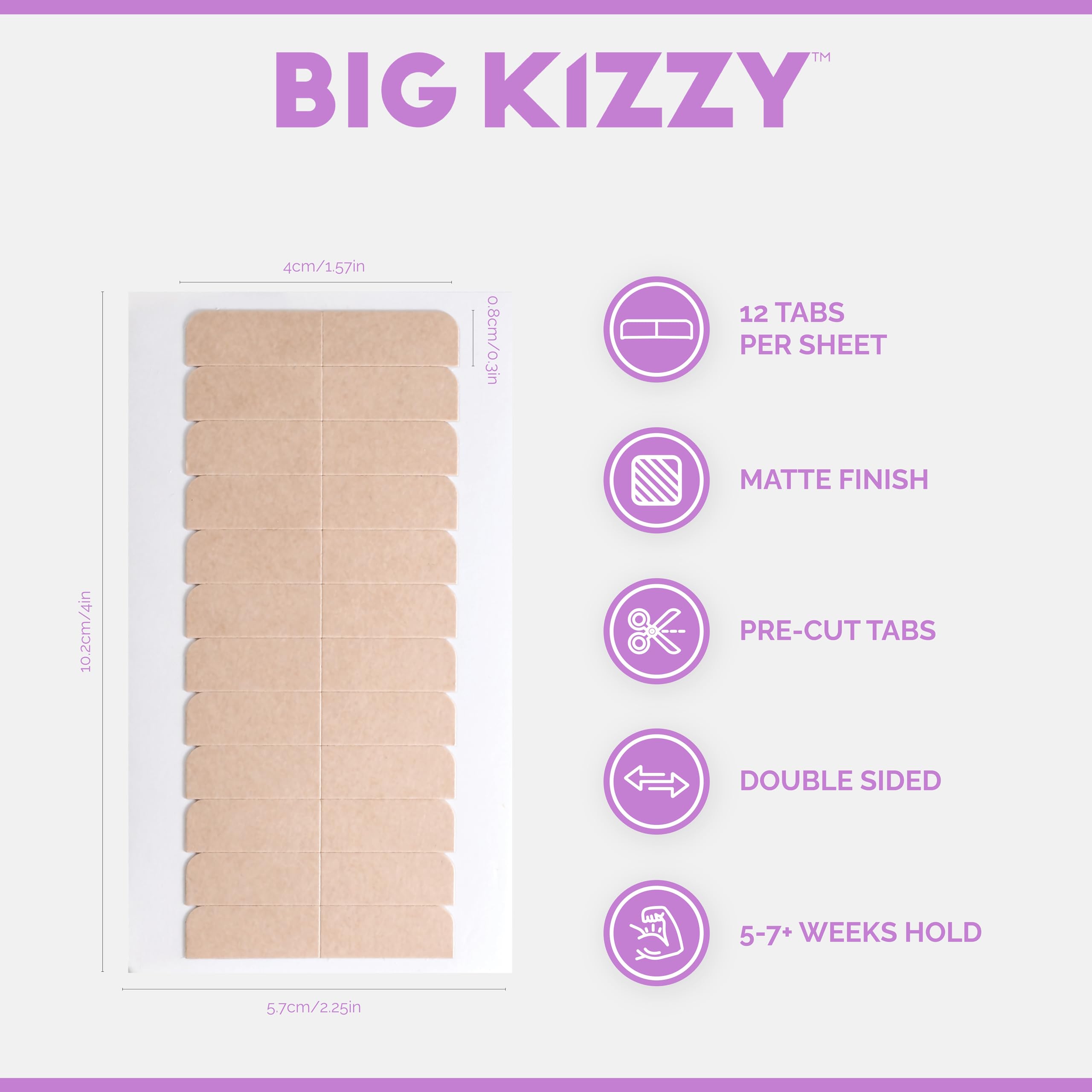 Big Kizzy Hair Extensions Tape - Regular Hold - Fits Most Tape In Hair Extensions, 4Cm X .8Cm Tape For Extensions, Professional