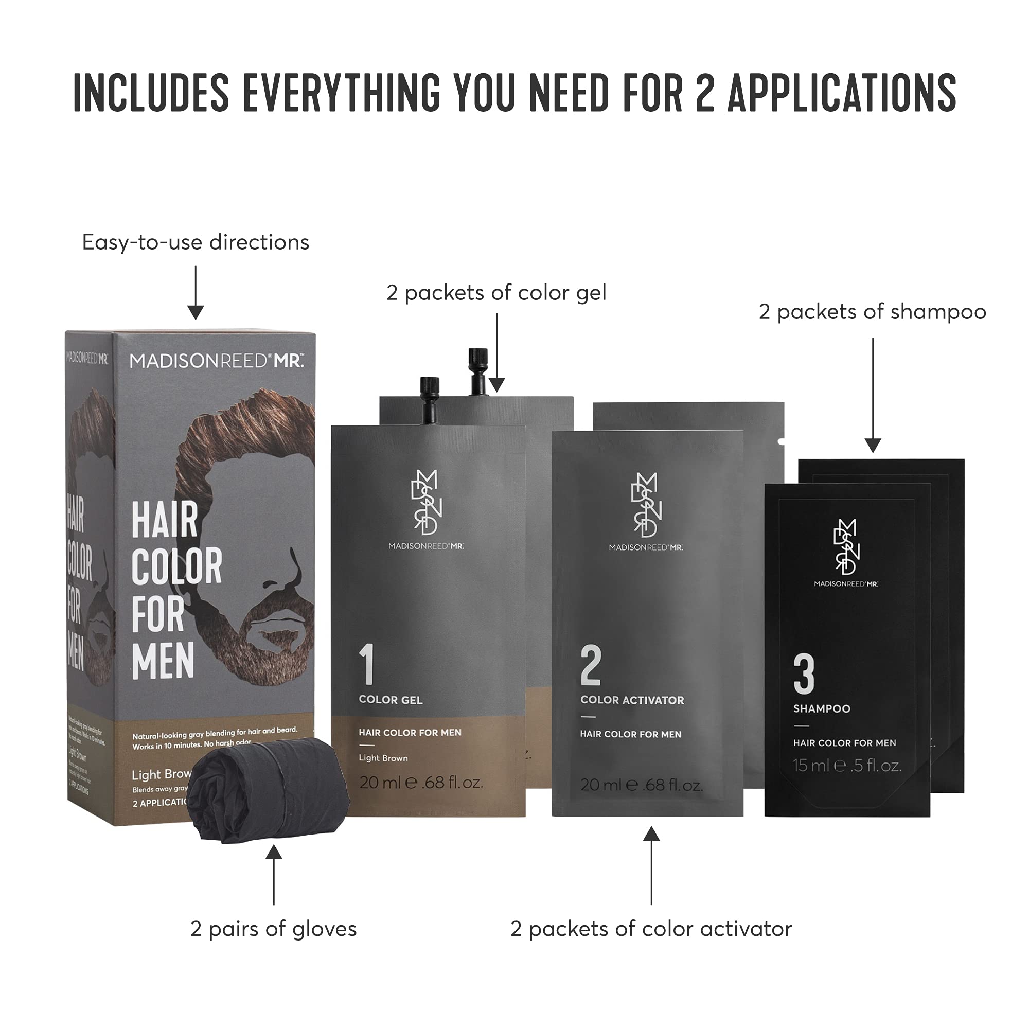 Madison Reed Mr. Hair Color For Men, Light Brown Demi-Permanent Hair Dye, Reduces Grays In 15 Minutes For Hair & Beard, Nourishi