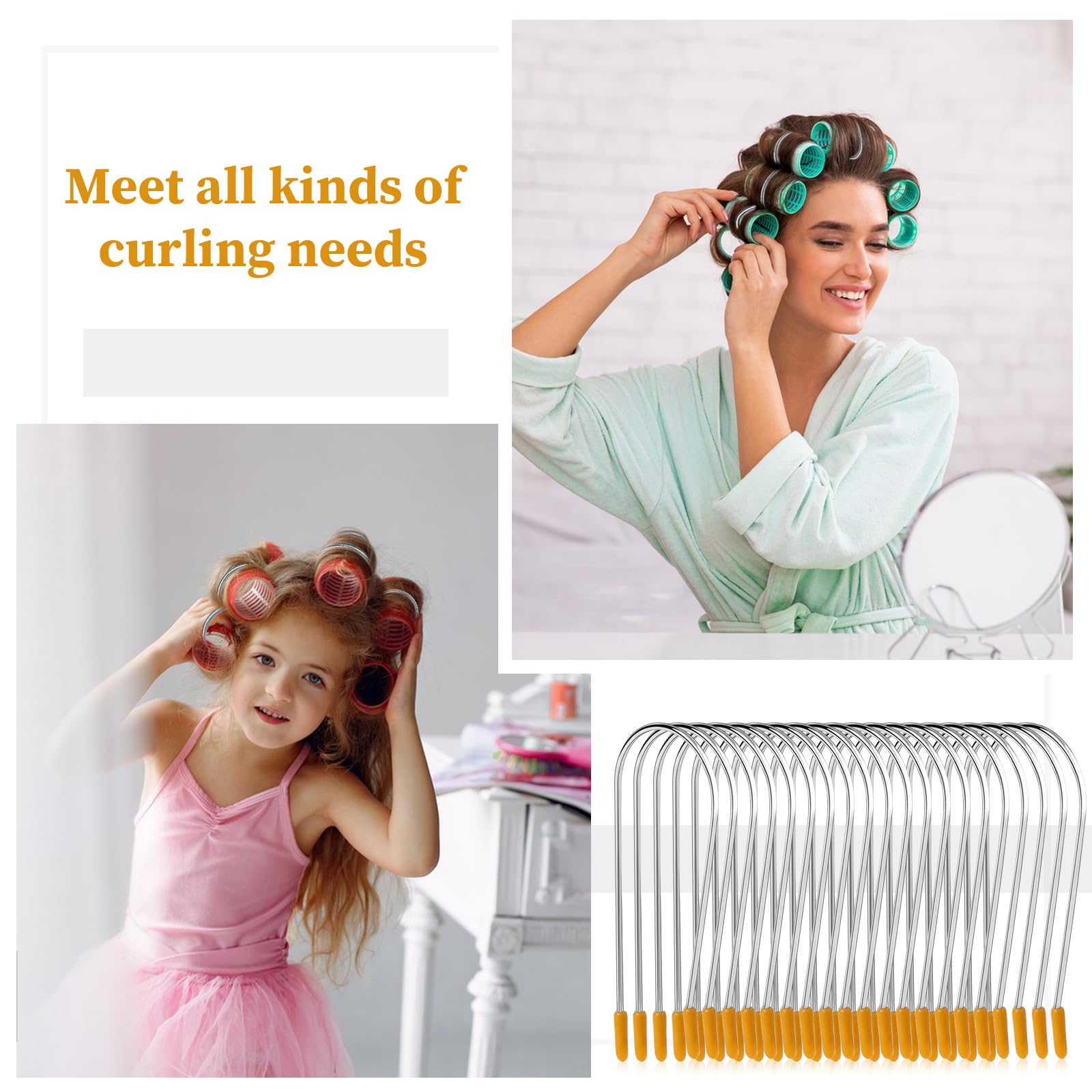 20 Pieces Hair Roller Clips And Pins Kit, Portable Travel Strong Securing Clips For Long Hair, Fit 1 Inch Rollers