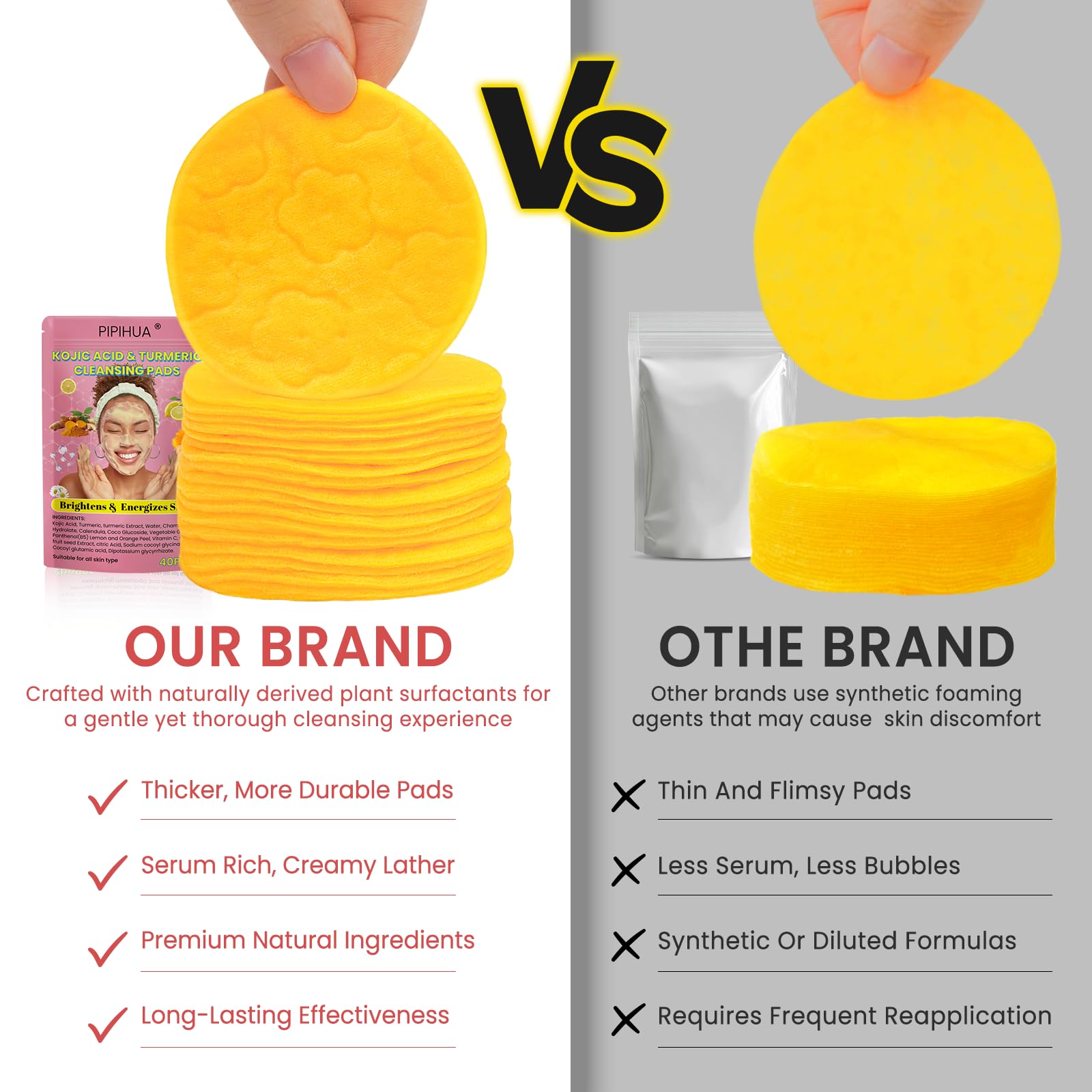 Turmeric Kojic Acid Cleansing Pads: Turmeric Cleansing Pad For Dark Spots - Turmeric Exfoliating Face Scrub Pads For Face And Bo