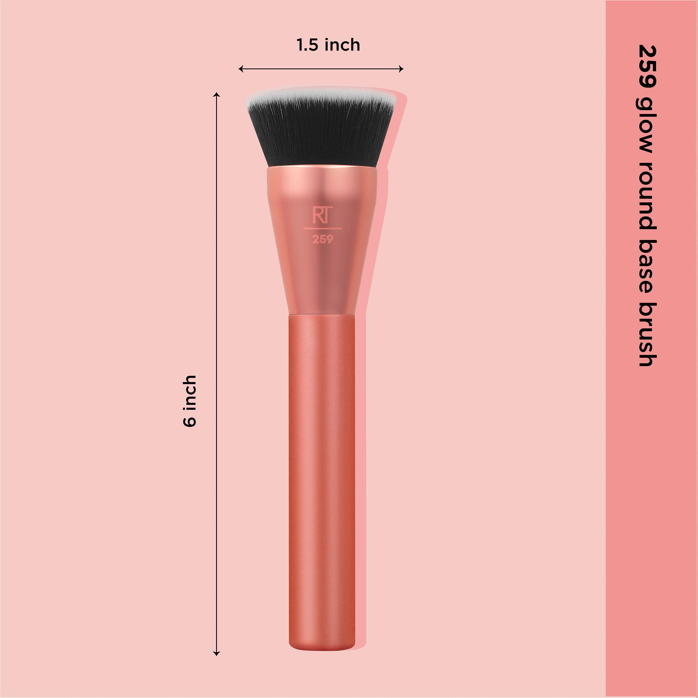 Real Techniques Glow Round Base Makeup Brush, For Liquid & Cream Makeup, Flat Top Foundation Brush For Buffing & Blending Up Cov