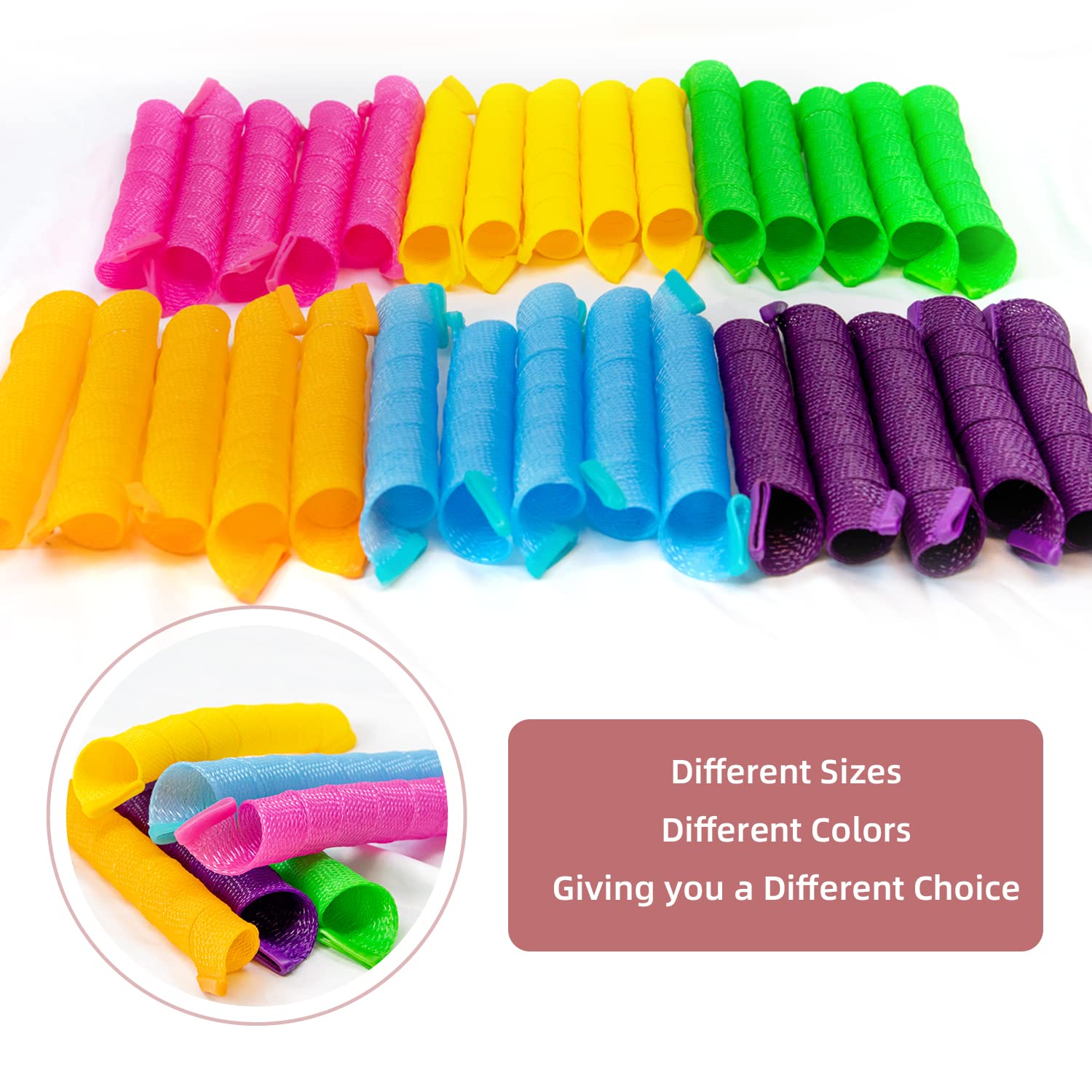 30Pcs Heatless Hair Curlers Rollers Spiral Curls Styling Kit With 2 Styling Hooks, No Heat Curlers For Women Girl'S Medium And L