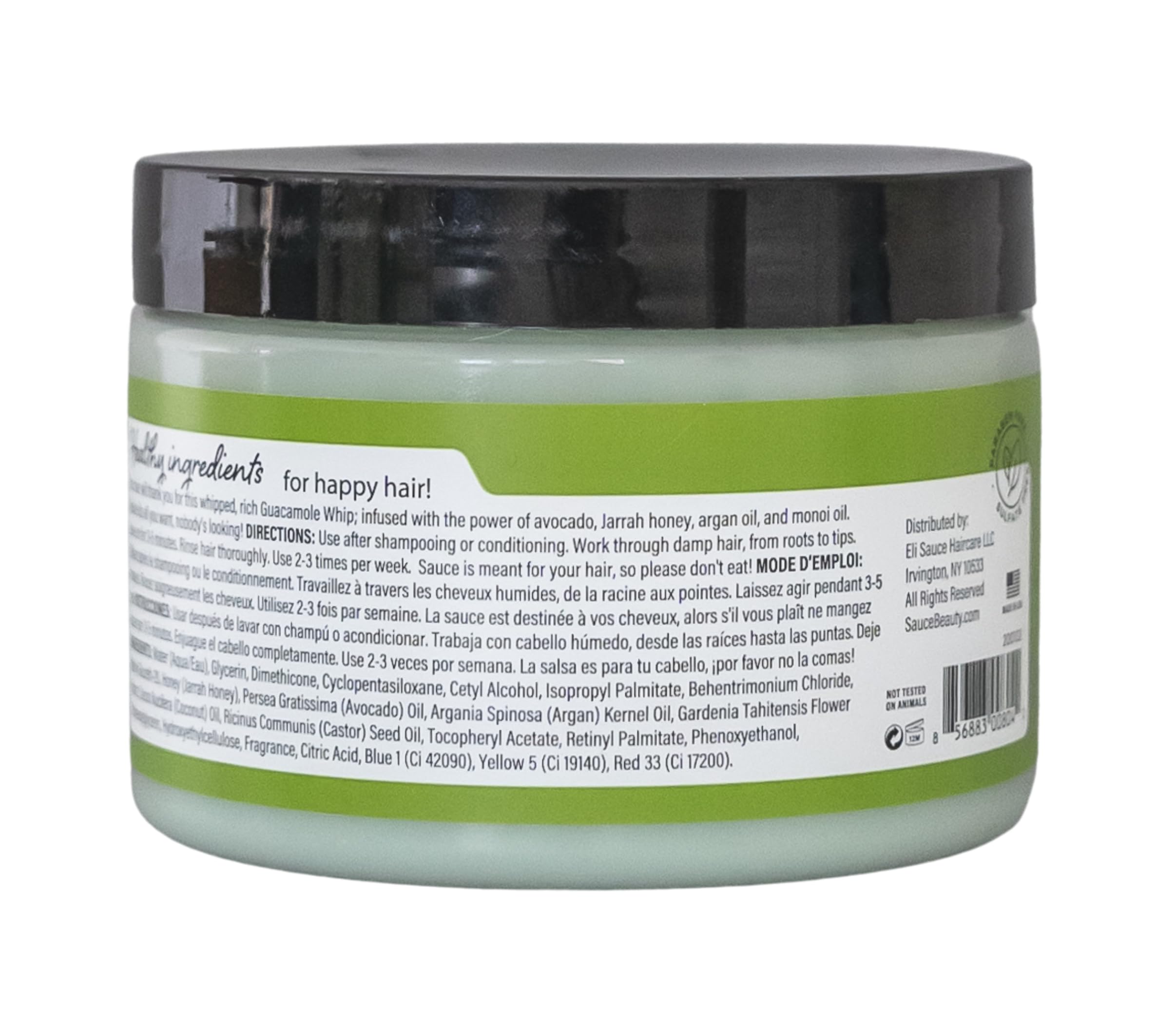 Sauce Beauty Guacamole Whip Hair Mask - Deep Conditioning For All Hair Types W/Avocado, Honey & Argan Oil - 12 Fl Oz For Dry, Da
