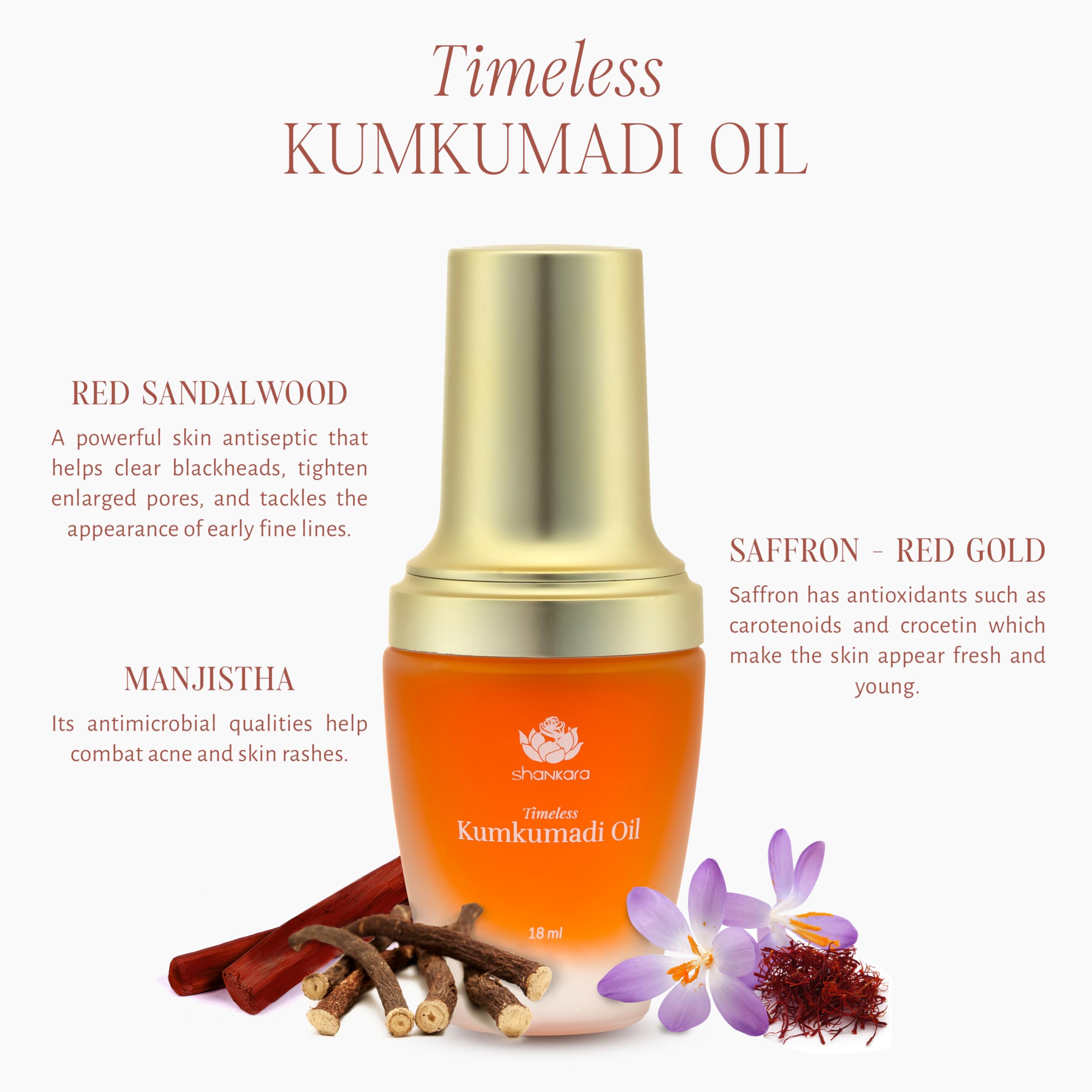 Shankara Kumkumadi Oil With Pure Saffron And Ayurvedic Herbs - Dark Spot Remover Facial Oil For Hydrated And Moisturized Skin -