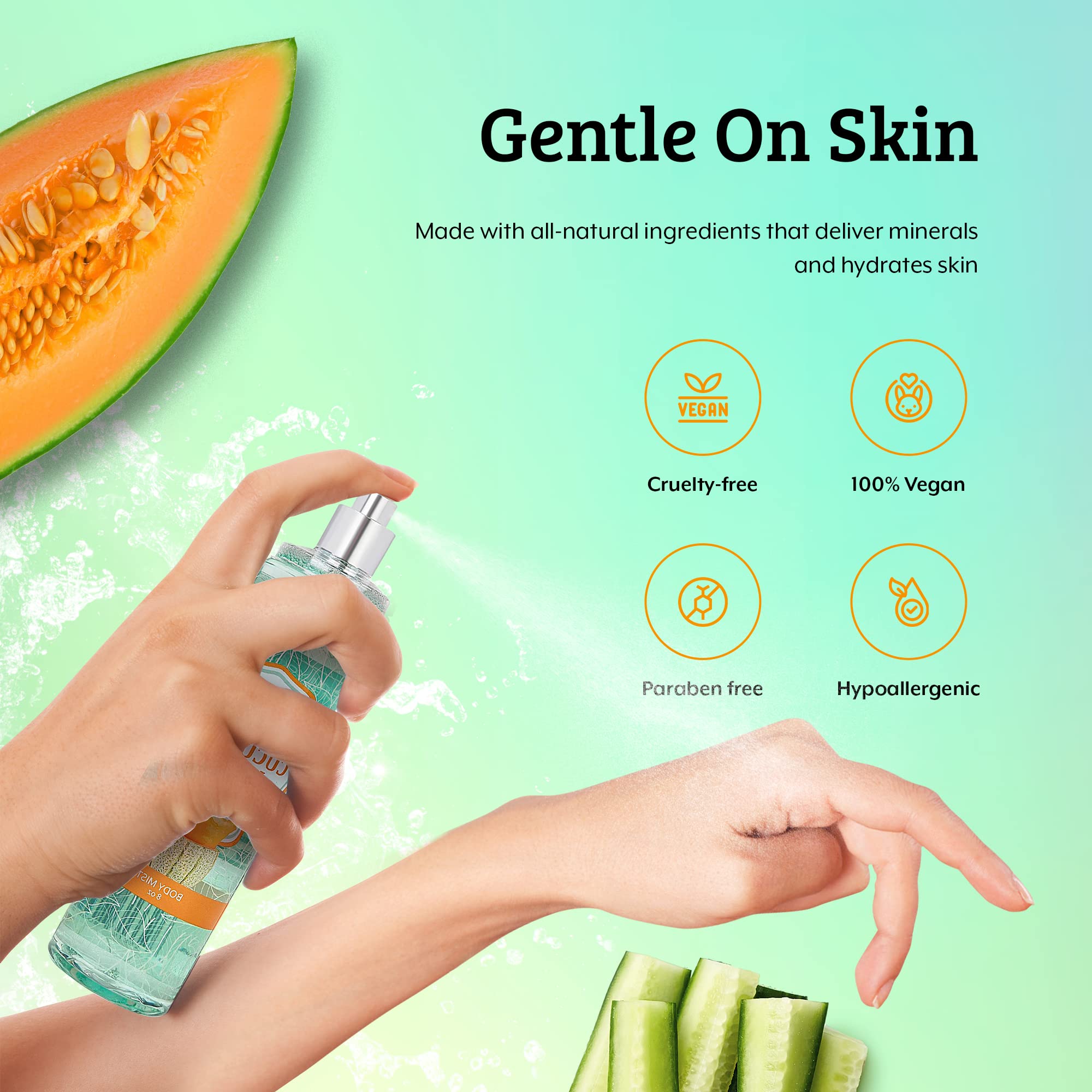Cucumber Melon Fine Fragrance Body, Womens Perfume Fragrance Body Mist & Sprays, Women'S Refreshing Scented Gifts & Presents 8 O