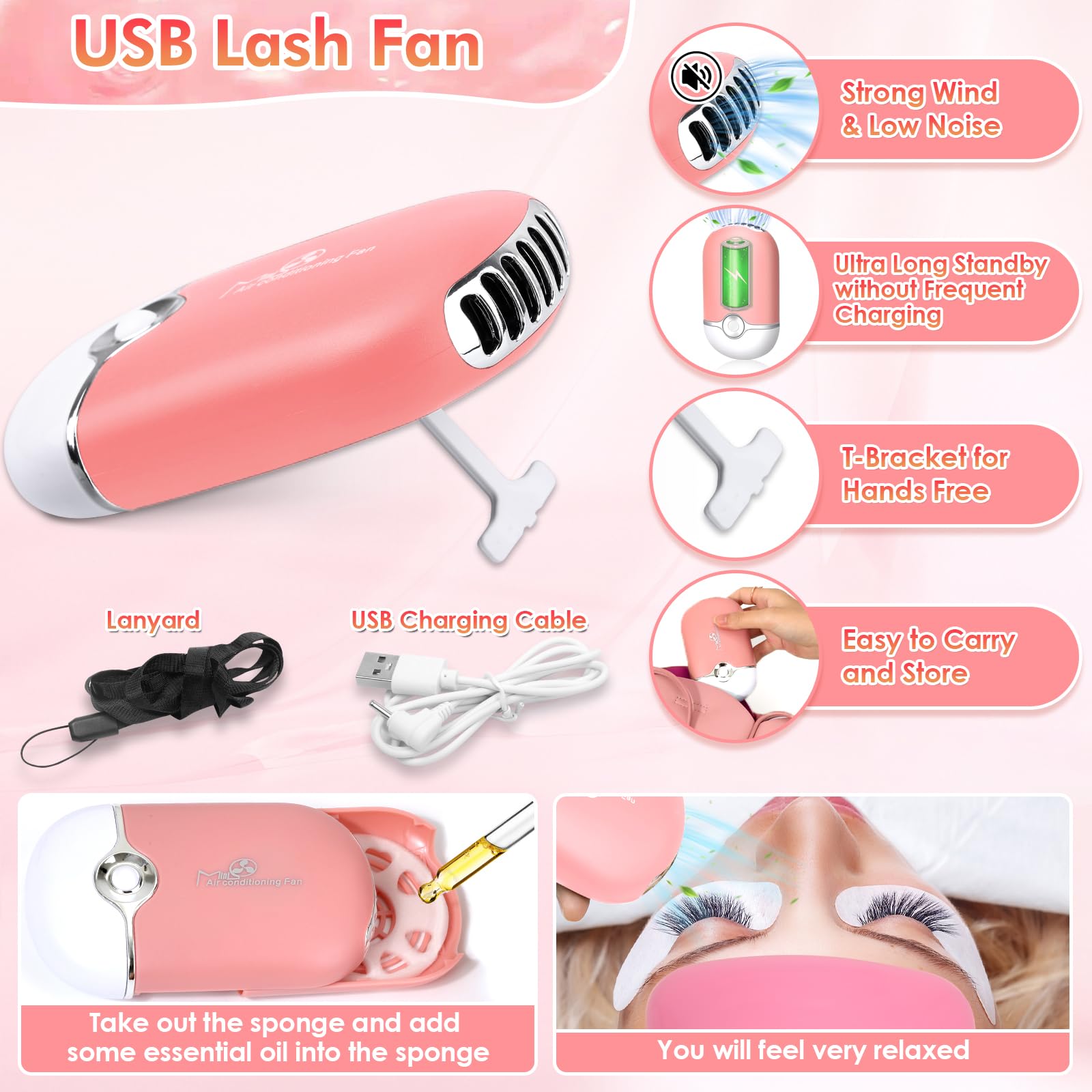 Roadplum Professional Lash Extension Kit, Lash Cleaning Kit With Fan Dryer, D Curl Eyelash, Extension Glue, Remover, Tweezers, E