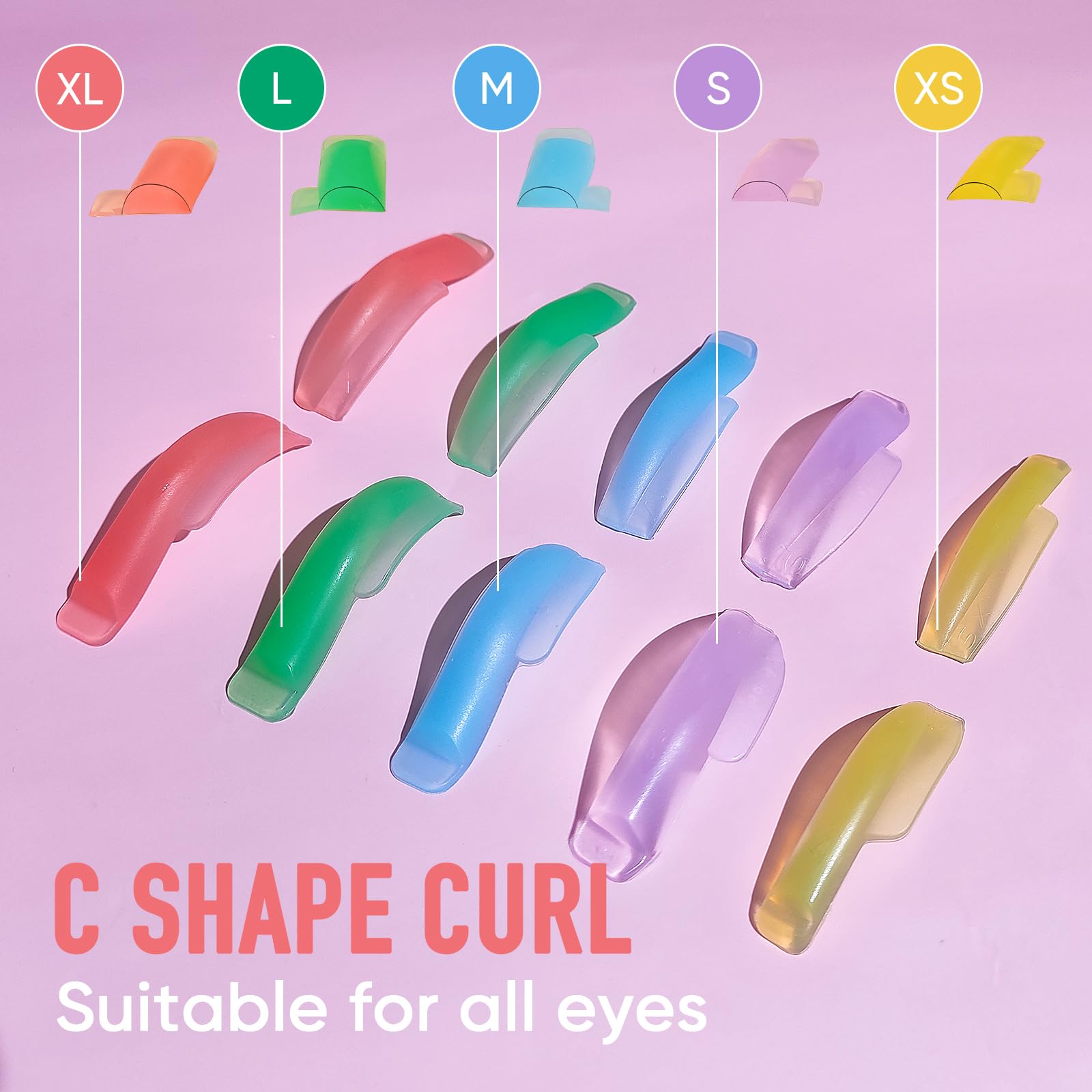 Libeauty Eyelash Lift Pads Reusable Silicon Lash Perm Rod 5 Sizes L-Curl Eyelash Lifting Shield Diy Use At Home Or Salon Lash Pe
