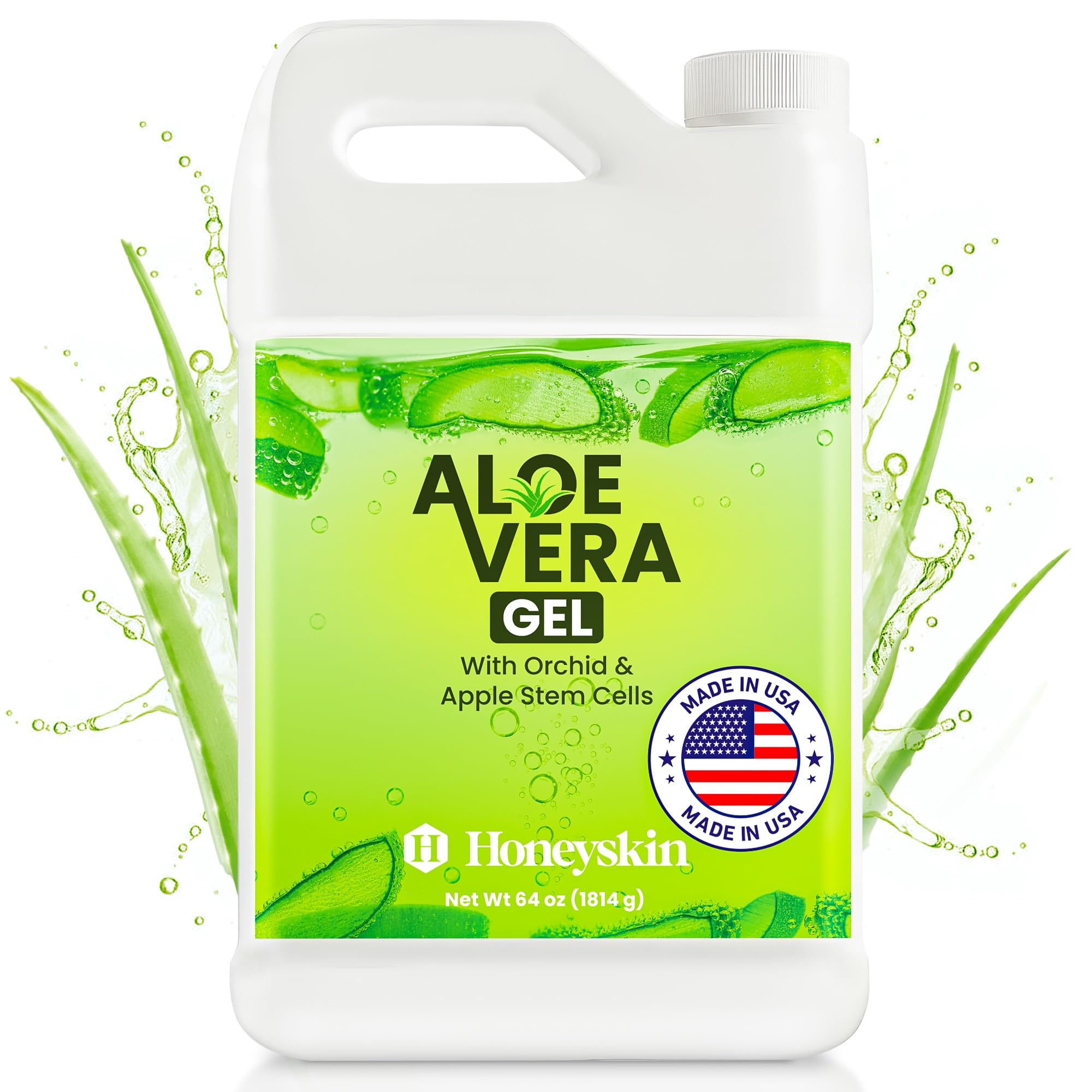 Organic Aloe Vera Gel - 100% Pure for Skin, Sunburn Relief & Face Moisturizer - Extracted from Aloe Vera Plant with Manuka Honey