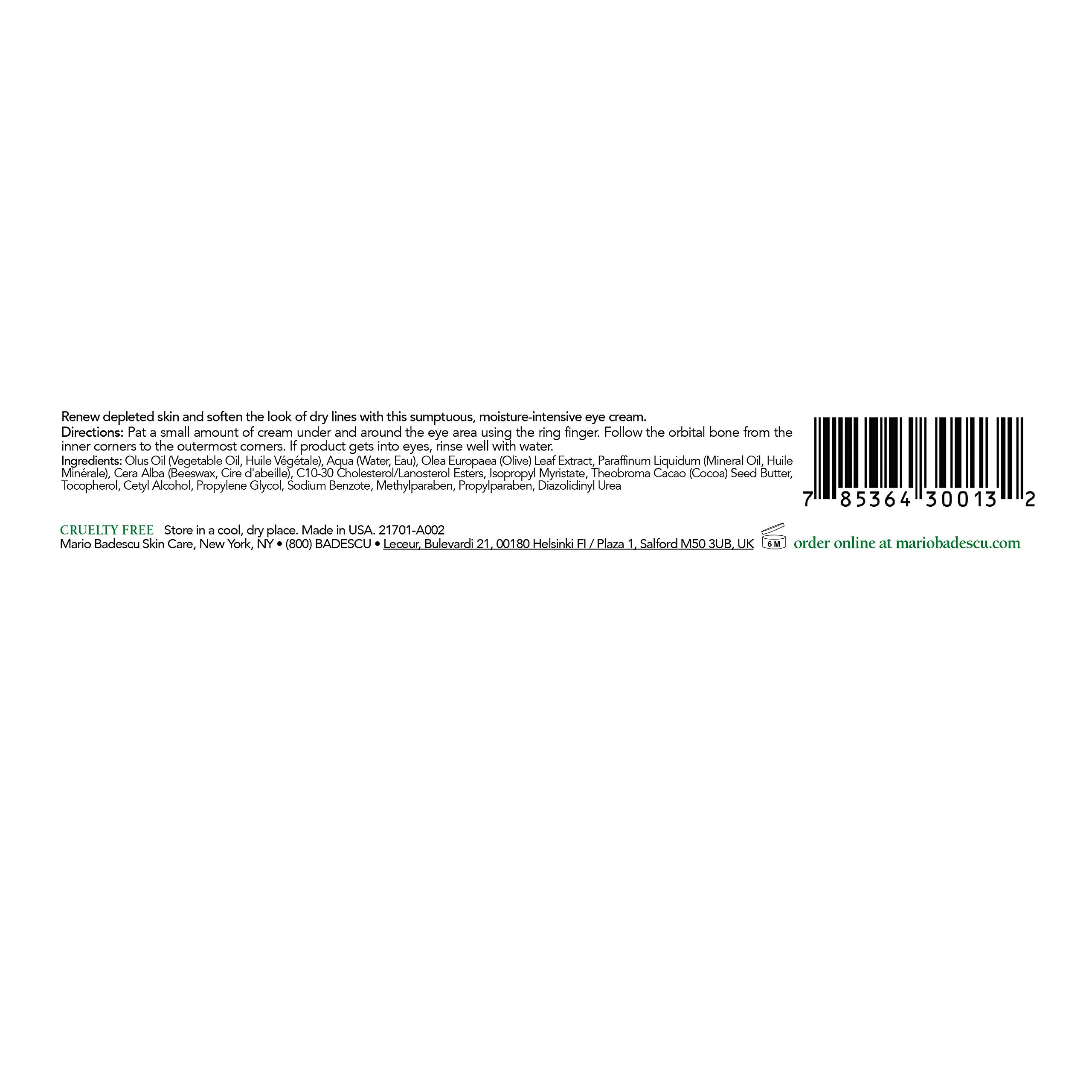 Mario Badescu Olive Eye Cream For Dry & Sensitive Skin | Rich Under Eye Cream With Olive Leaf Extract & Cocoa Butter | Nourishes