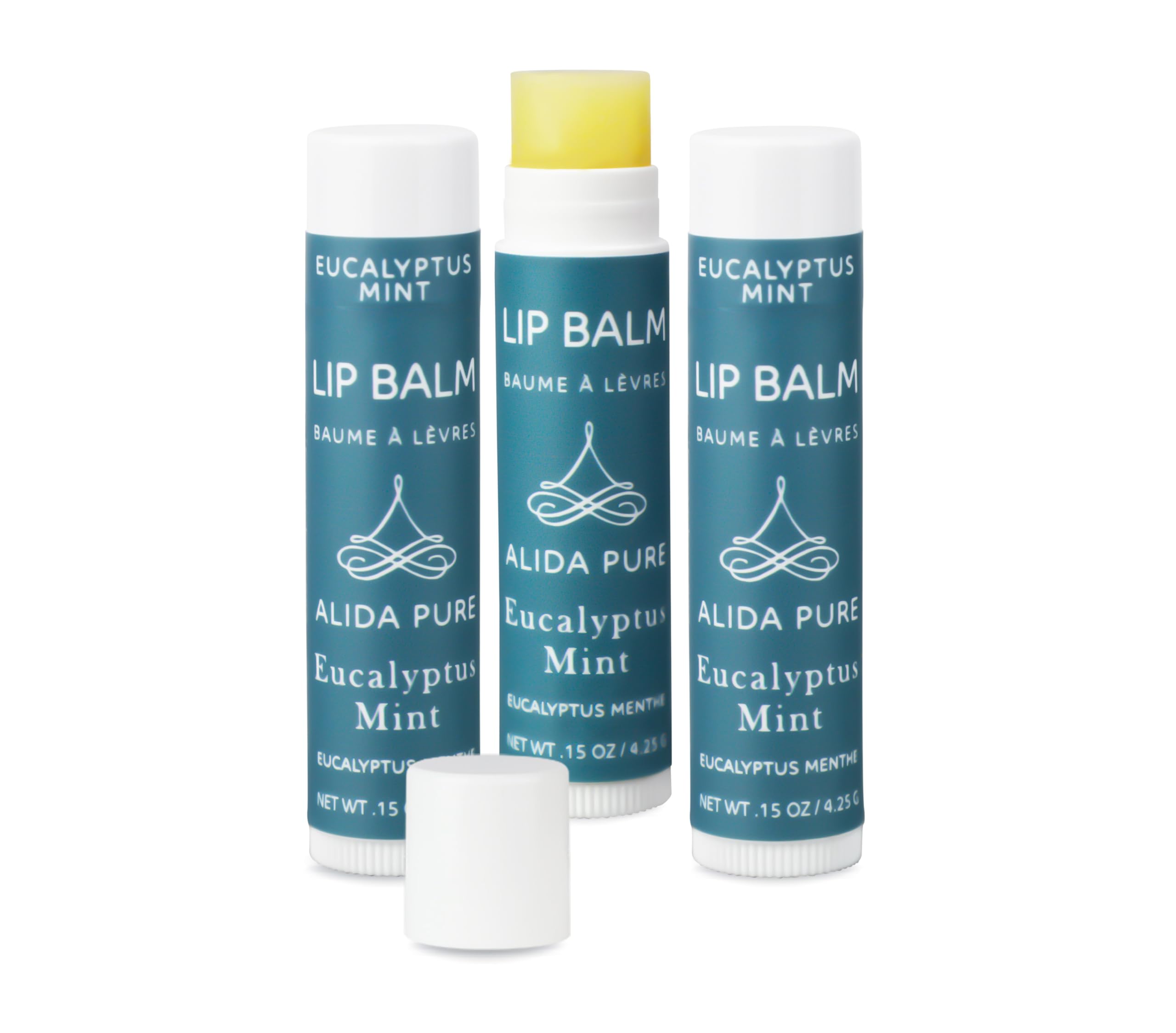 ALIDA PURE Eucalyptus Mint Lip Balm Collection, Vegan Lip Balm Set, Beeswax Free, with Avocado Oil, Organic Jojoba Oil, and Vita