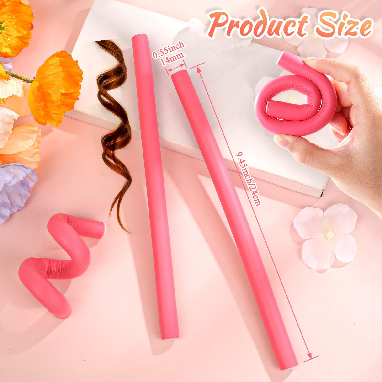 Selizo 30Pcs 9.45''X0.55'' Flexible Hair Rollers, Foam Curlers For Short, Medium And Long Hair, No Heat Curlers, Hair Rods - Pin