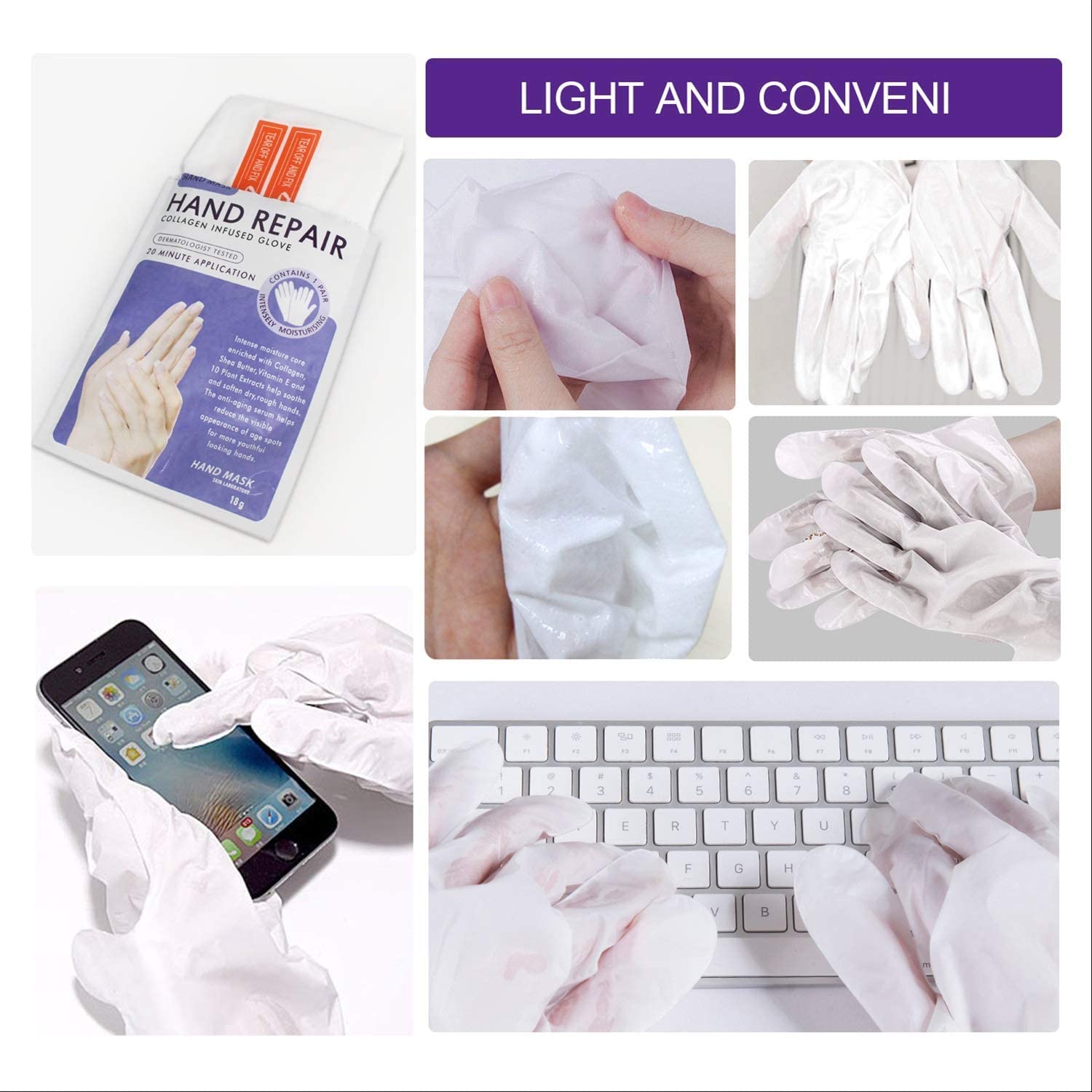Generic Hand Mask Moisturizing Glove 5 Pack, Hand Peel Mask Exfoliating Gloves, Hand Repair Glove For Dry Hands Treatment, Remov