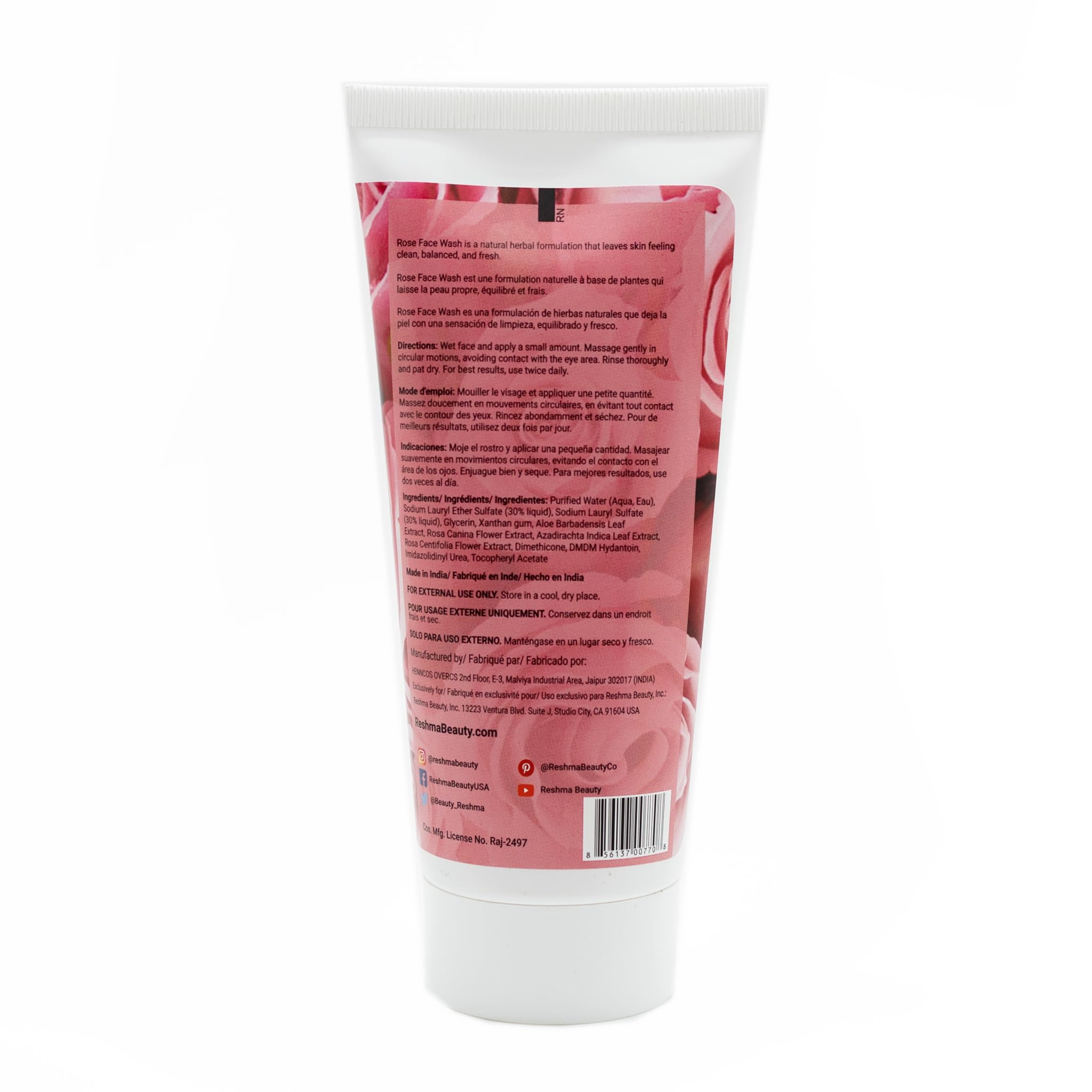 Reshma Beauty Rose Face Wash | Cleanser For All Skin Types & Dull Skin | Glowing Skin And Deep Cleansing | Cleanser For Reviving