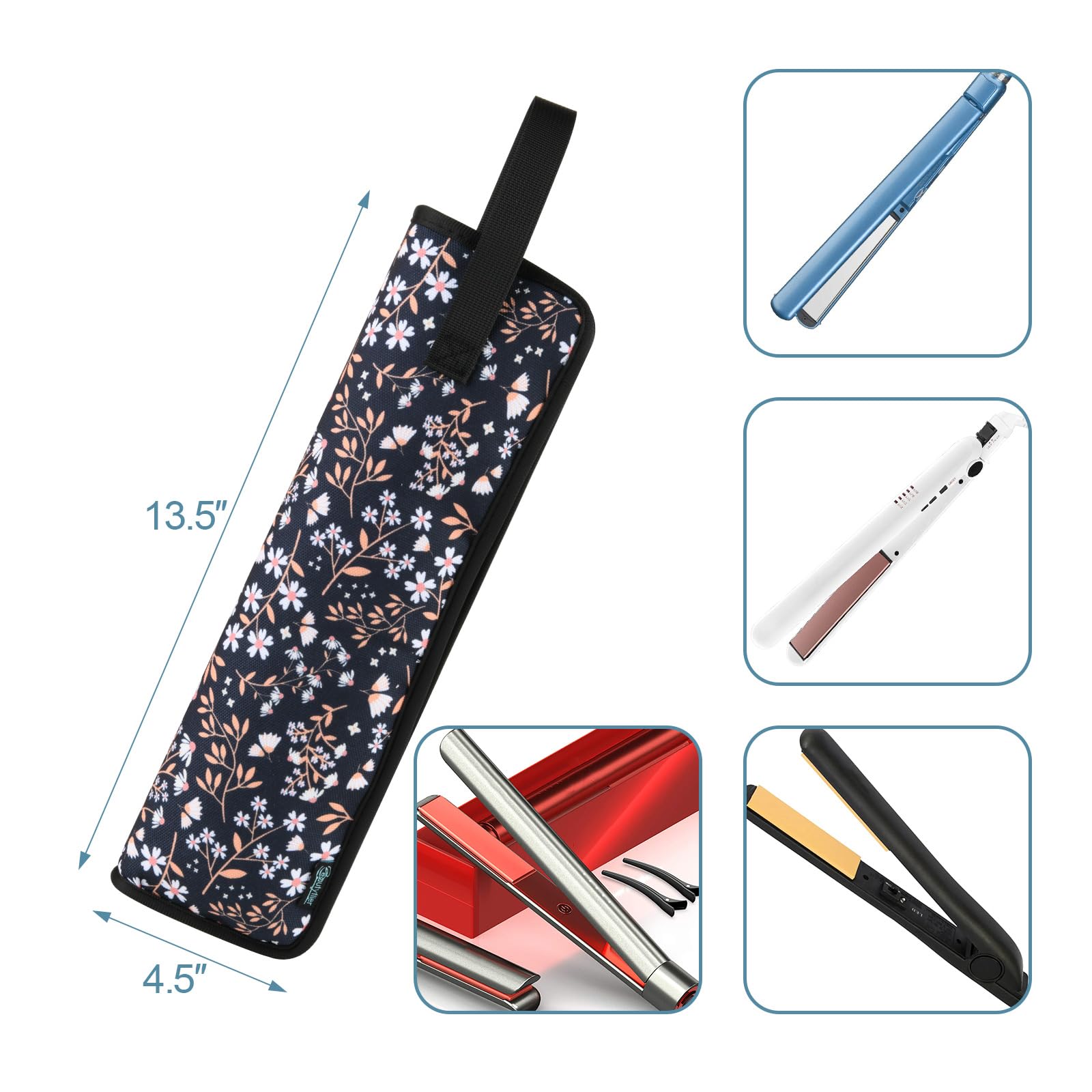 Beautyflier Premium Universal Flat Iron Holder Tavel Bag, Heat-Resistant Canvas Travel Tote Bag for Hair Straighteners, Ideal fo